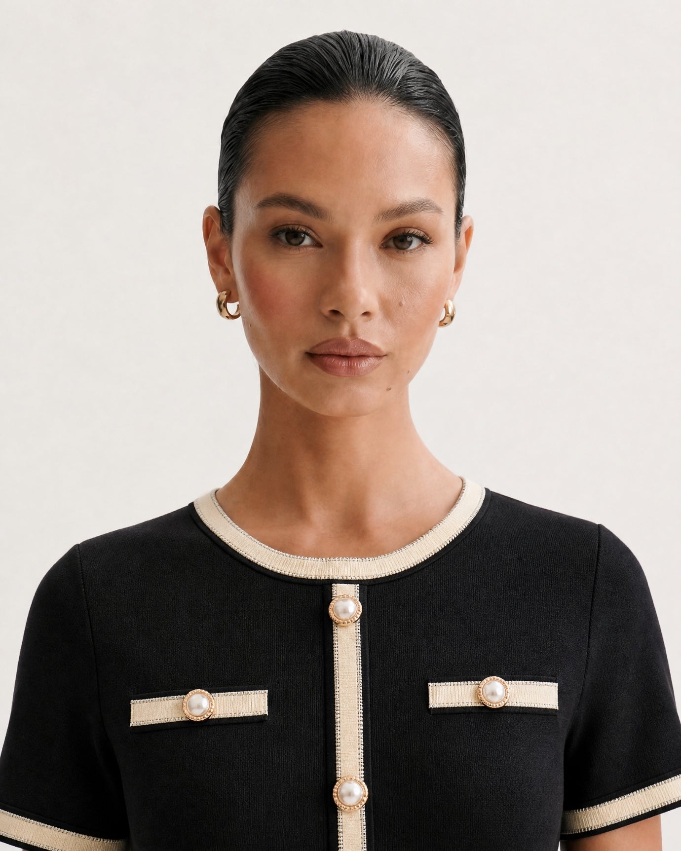 Classic Elegant Knit Little Black Dress Long Sleeve