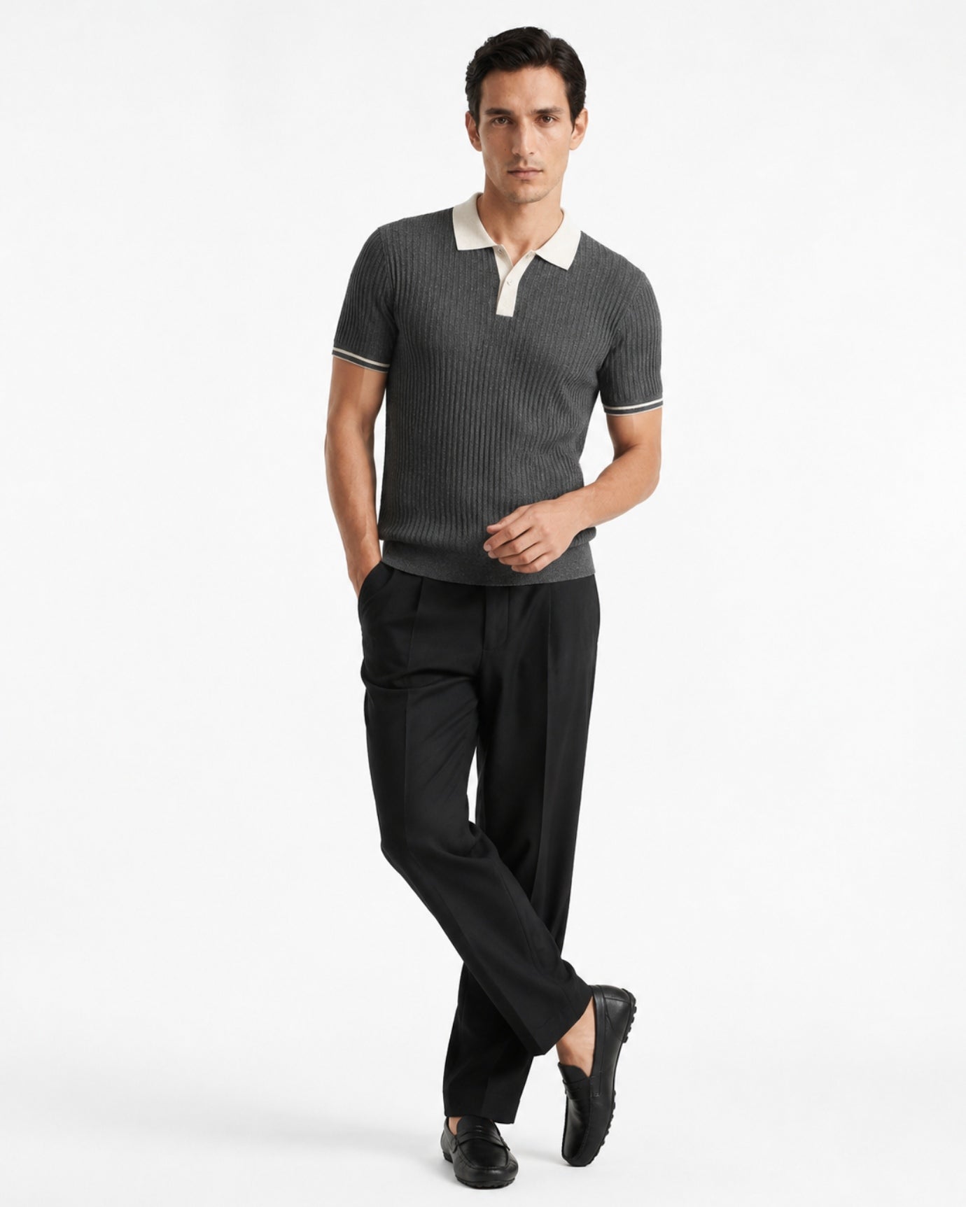 Linen Blend Knitted Polo Classy Style