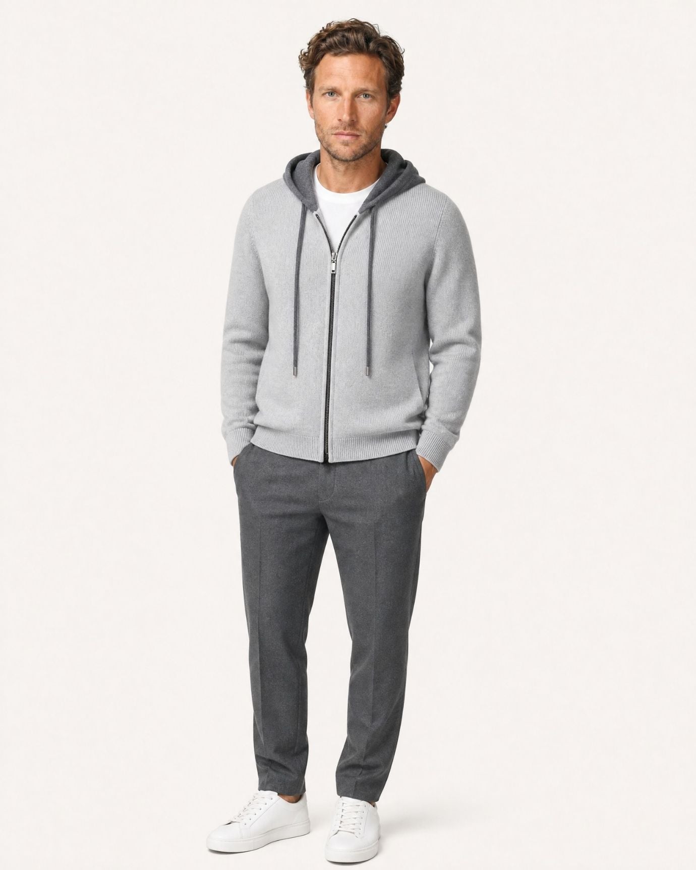 Paris Cashmere Wool Blend Hooded Cardigan