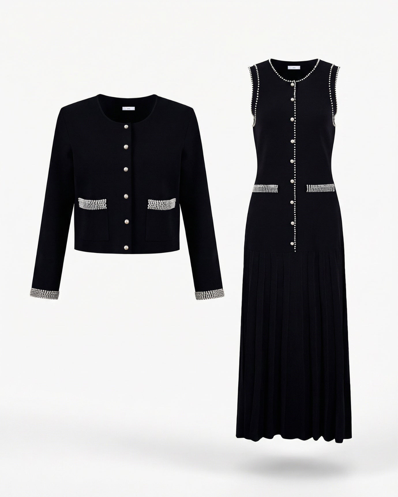 Lina Pearl Stud Knit – Cardigan & Dress Set