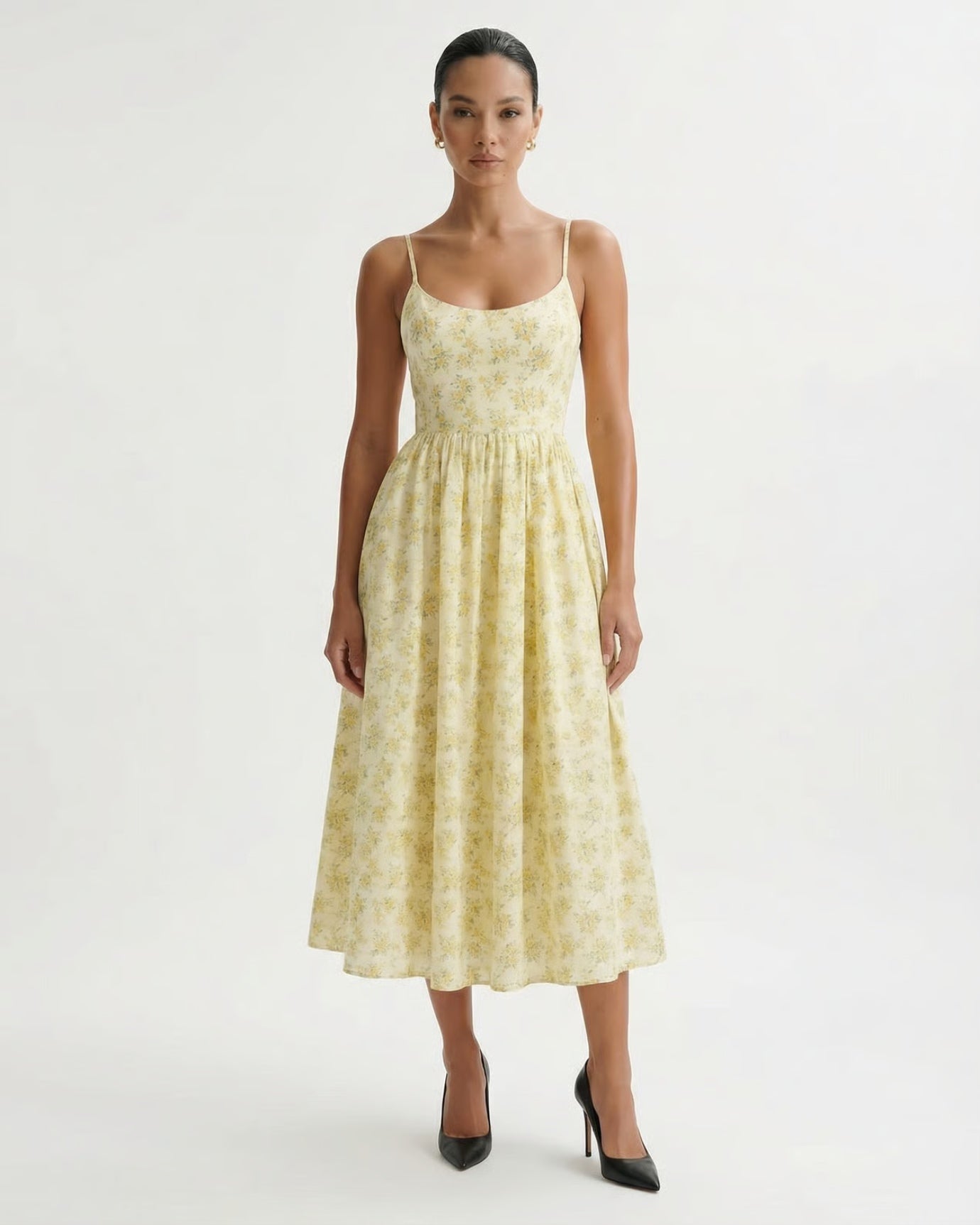 Mira Border Yellow Flowers Dress