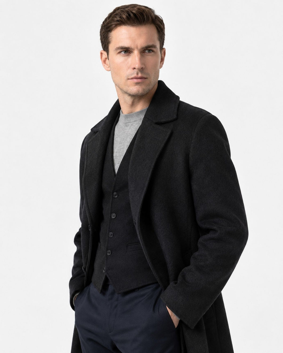 Over-the-Knee Double-Faced Wool Overcoat