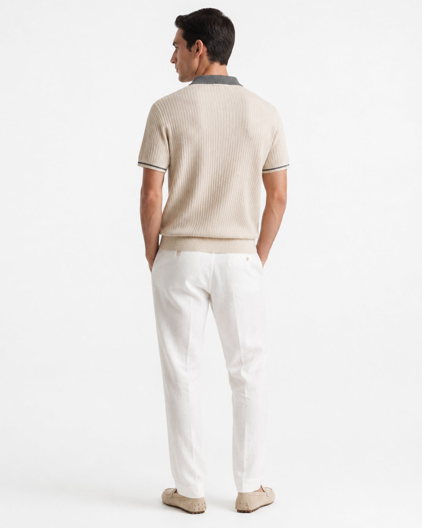 Linen Blend Knitted Polo Classy Style
