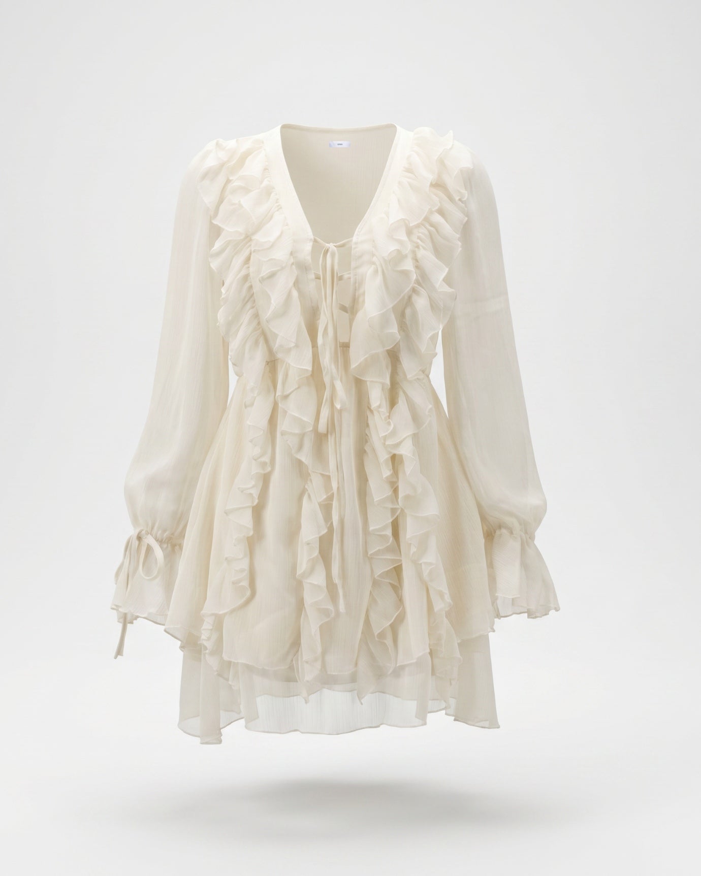 Apricot Ruffled Tie Dress