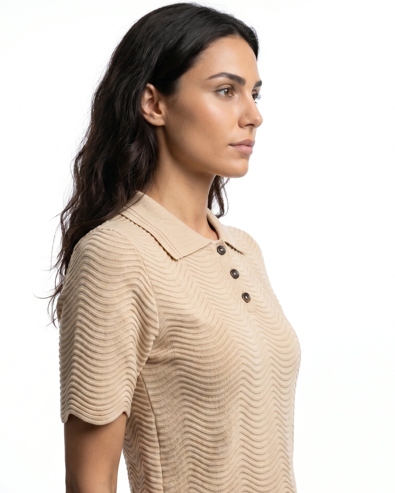 Apricot Set Jacquard Top & Short Skirt