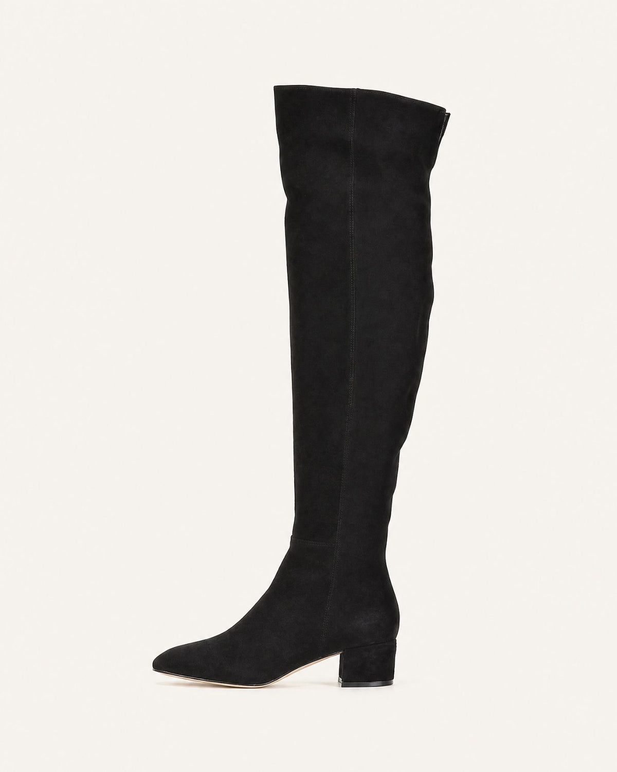 Round-Toe Low-Heel Over-the-Knee Leather Boots