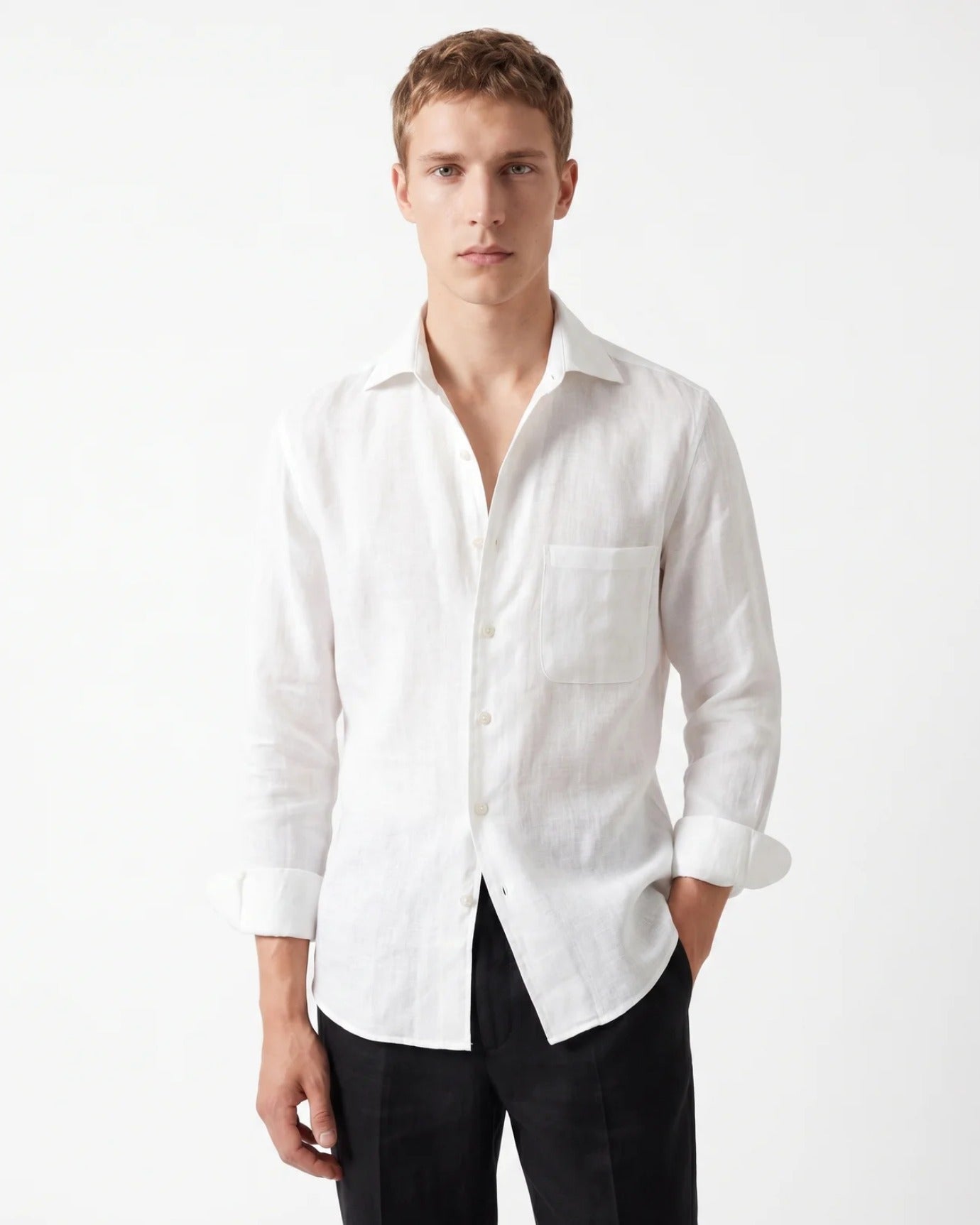 Contemporary White Linen Shirt