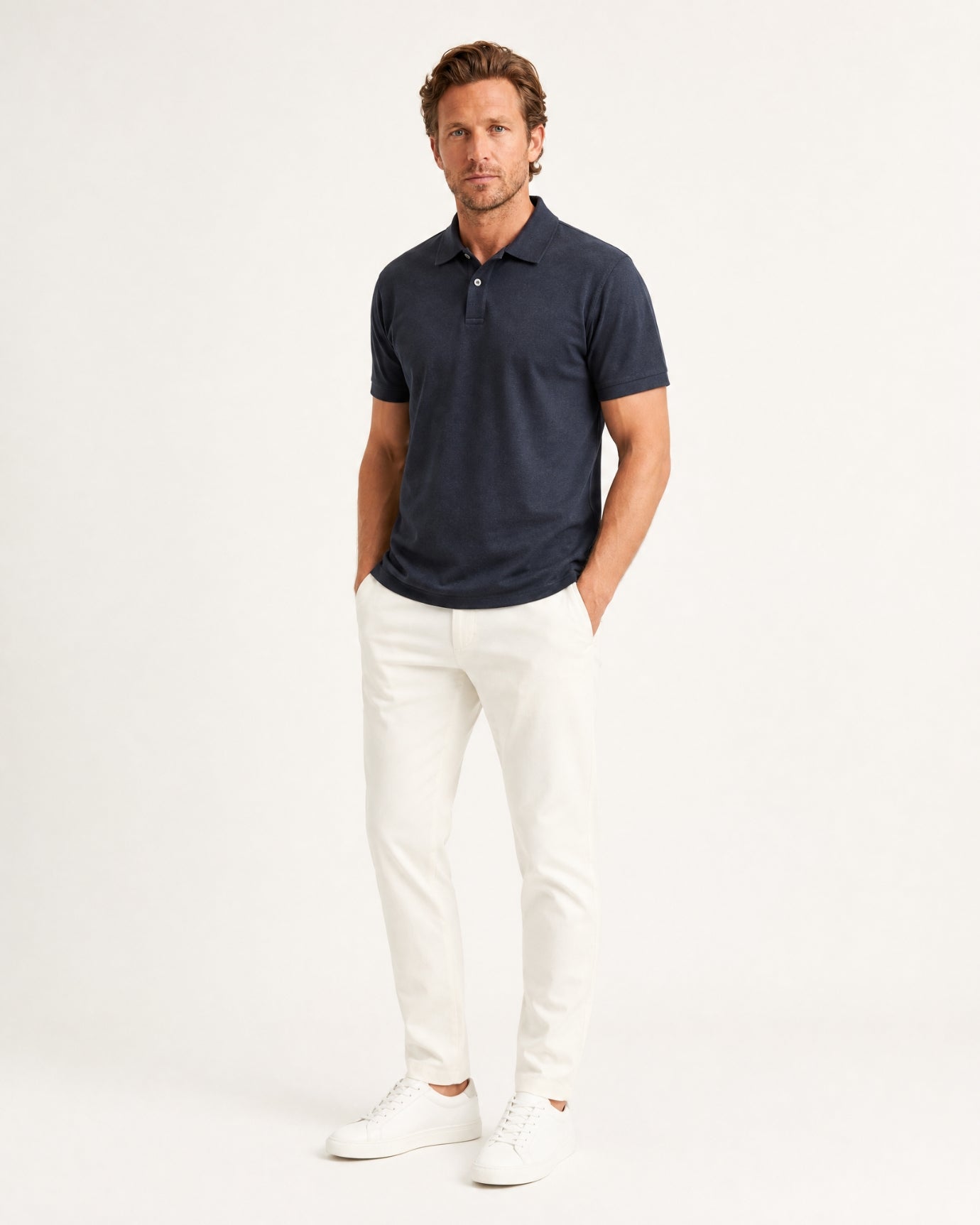 Short-Sleeve Merino Wool Collared Knit Polo
