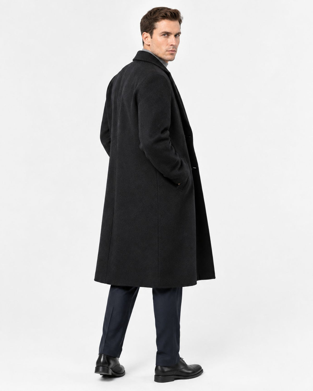 Over-the-Knee Double-Faced Wool Overcoat