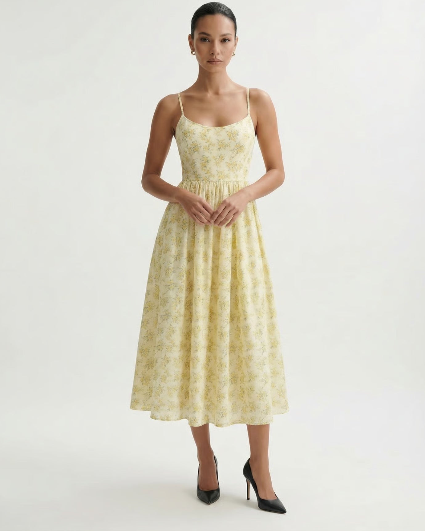 Mira Border Yellow Flowers Dress
