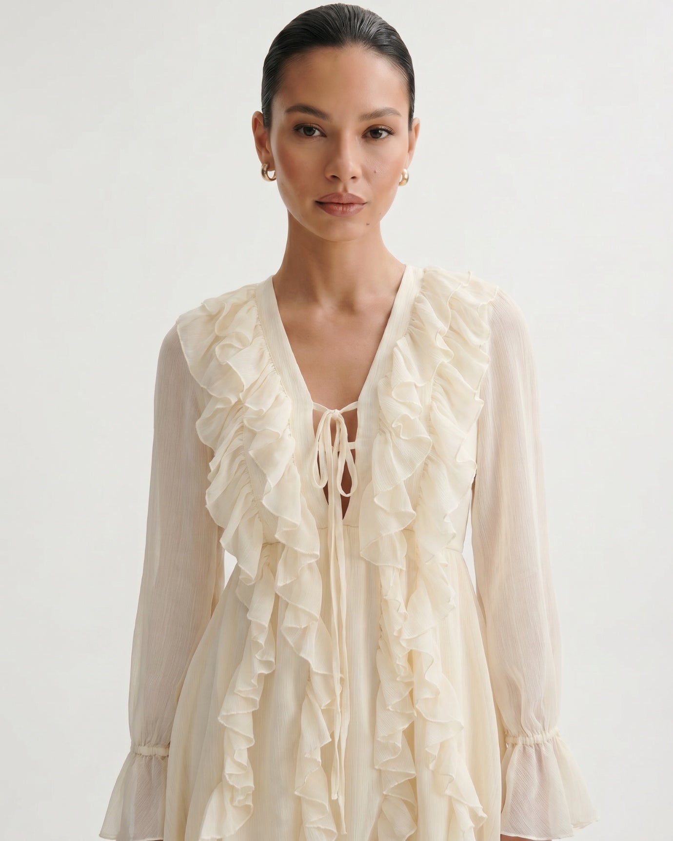 Apricot Ruffled Tie Dress