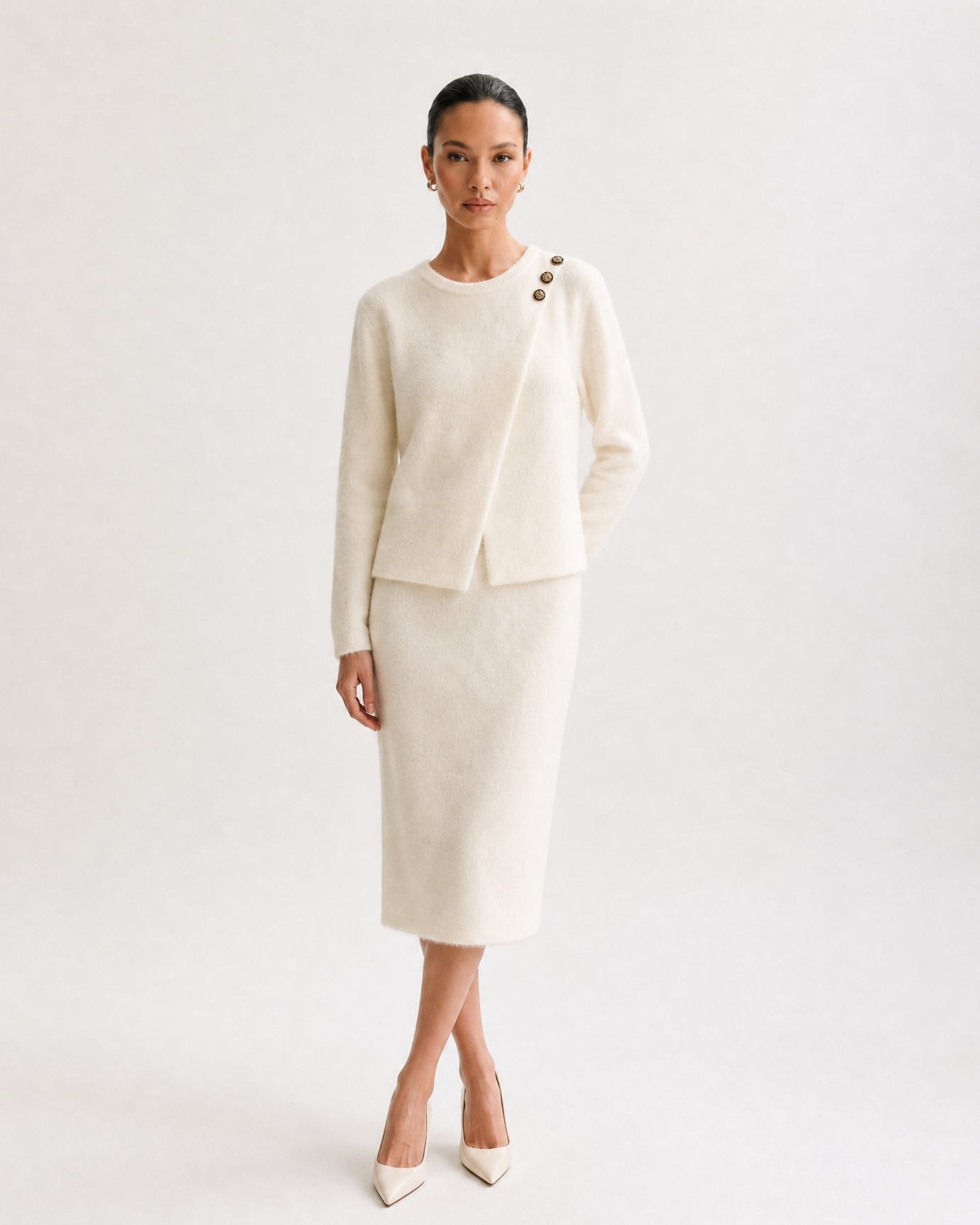 Elegant Knit Skirt Set Parisian Style