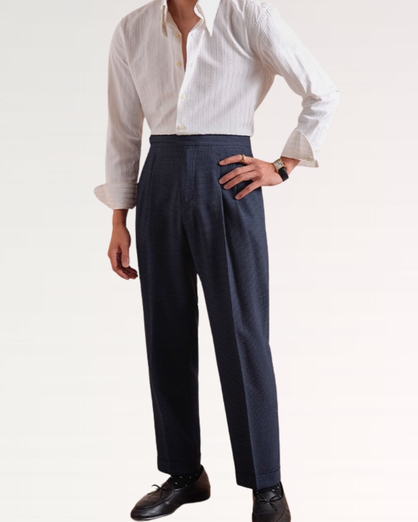 Italian Business Casual Trousers Breathable Tibetan Blue