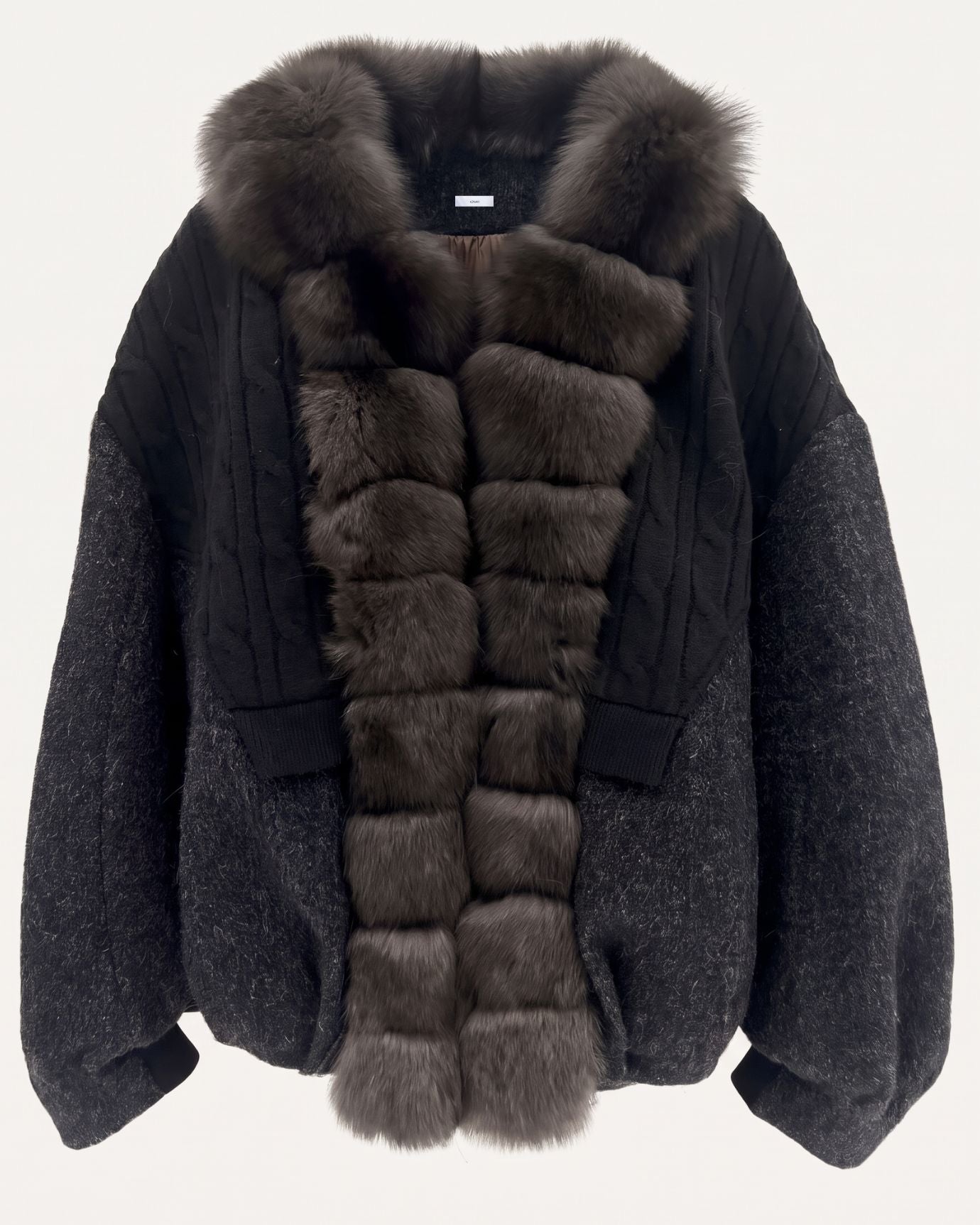 Woolen Knitted Natural Real Fox Fur Collar down Jacket
