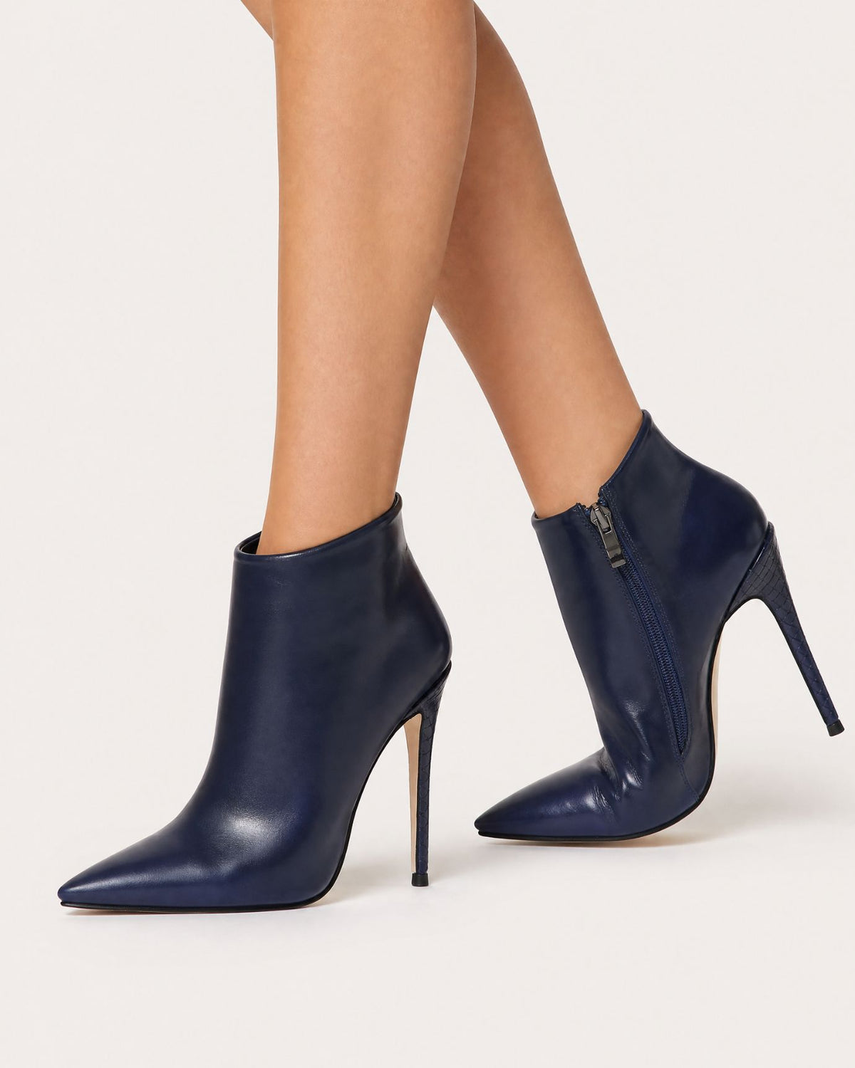 Pointed-Toe Stiletto Booties with Side Zip