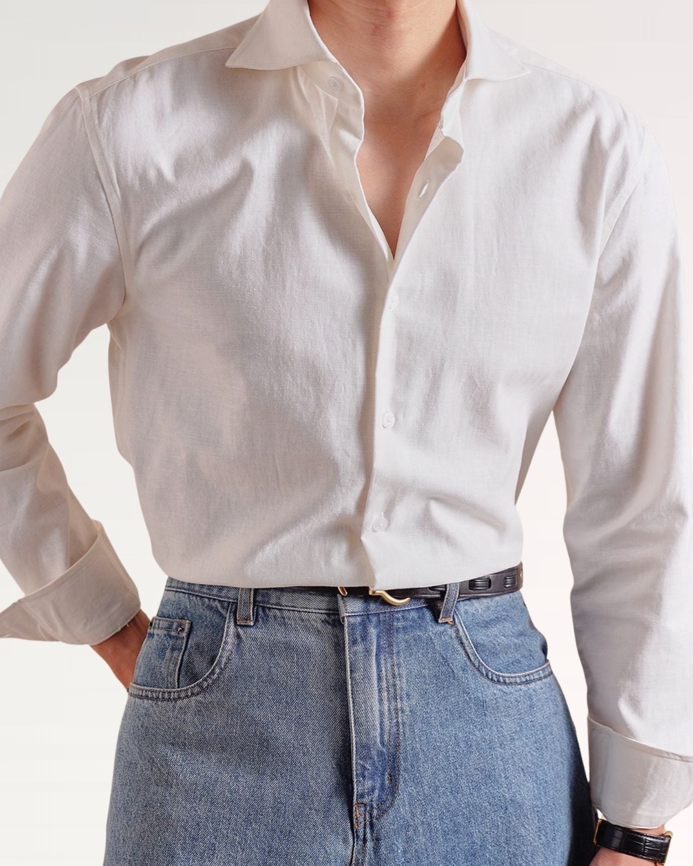 Italian Cotton Linen Shirt White