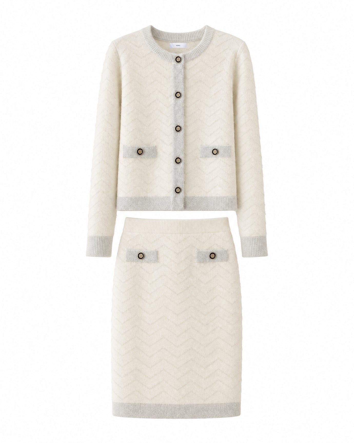 Vintage French Knit Skirt Suit Fall Winter Matching Set