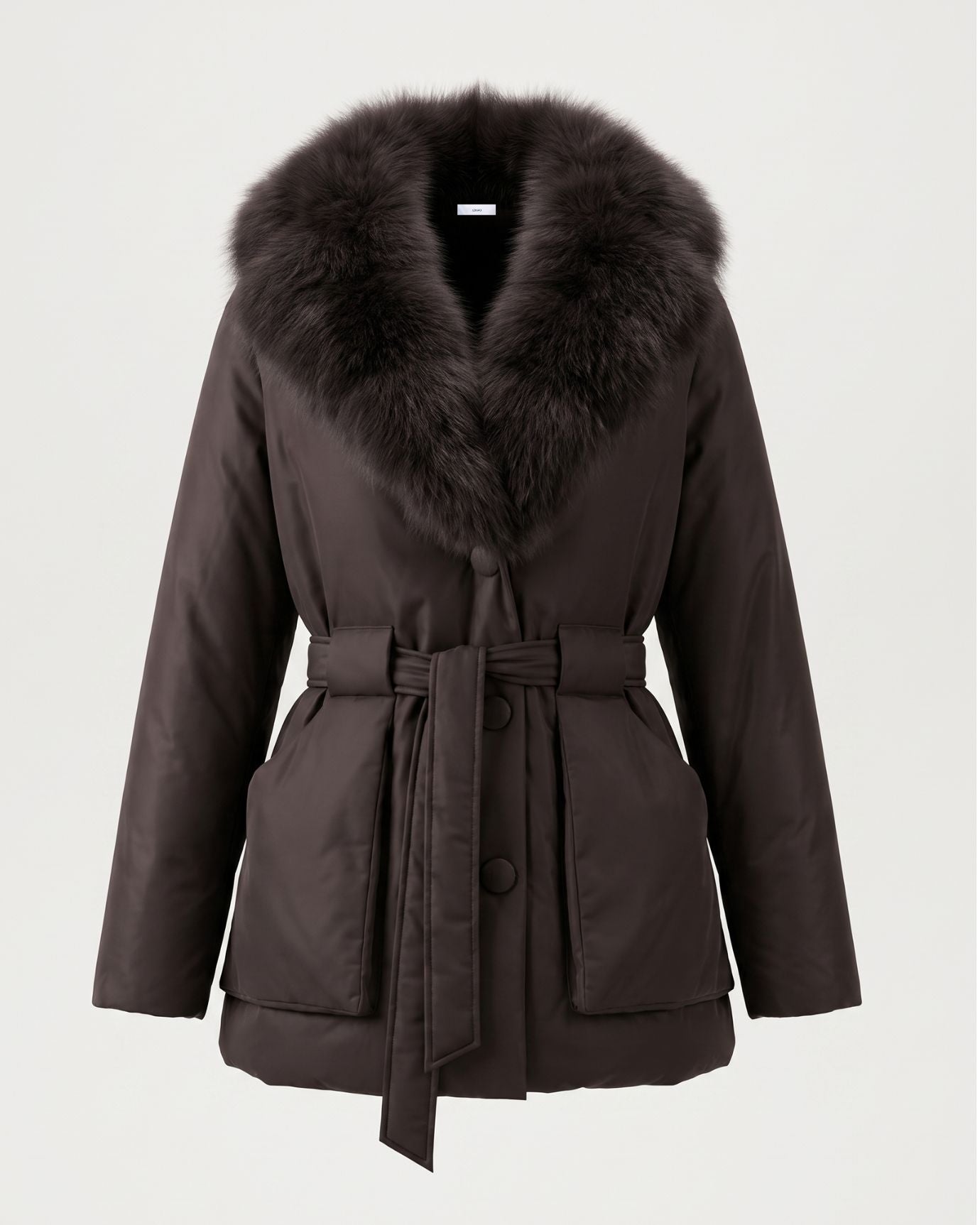 Genuine Fox Fur Collar Duck Down Padded Jacket