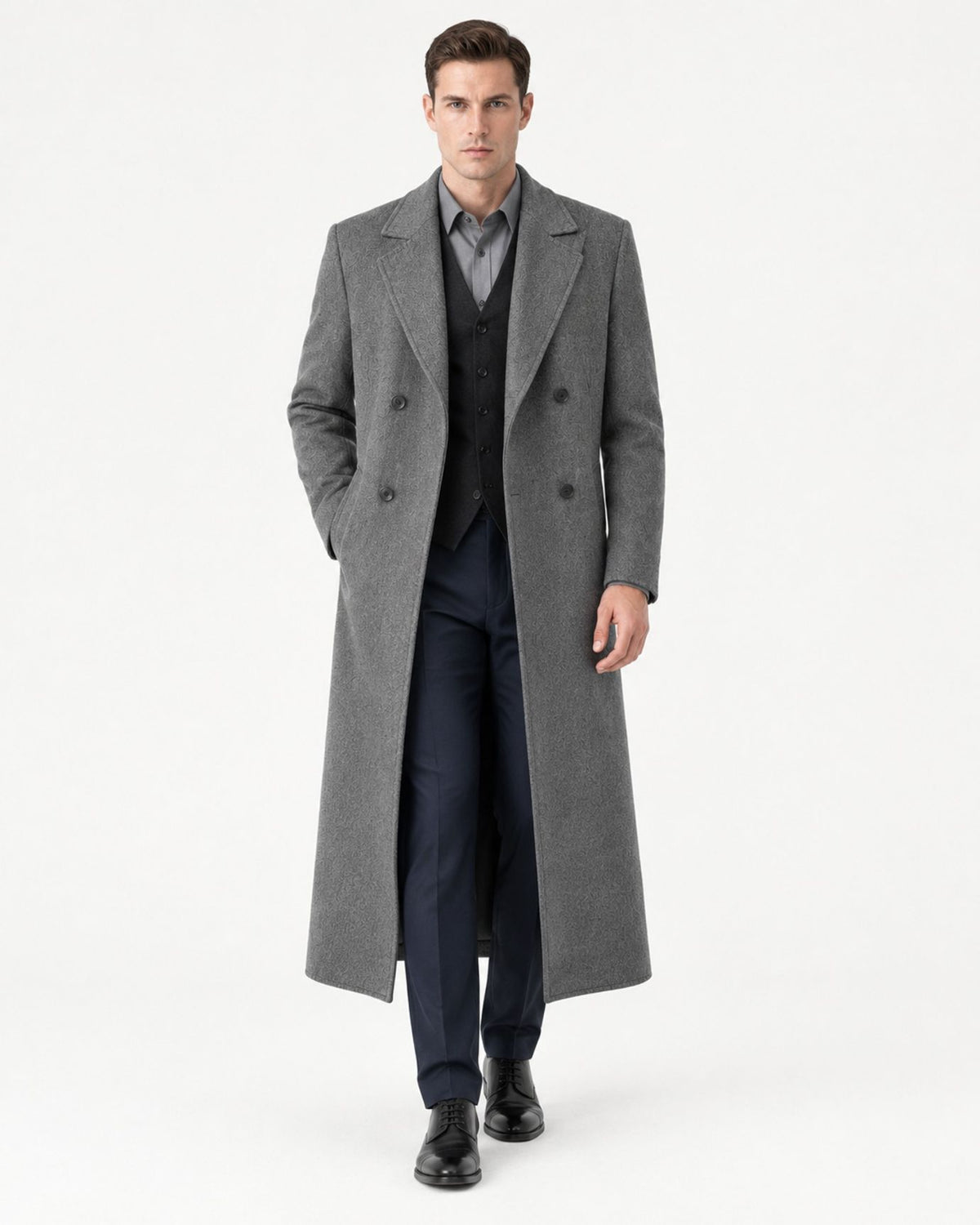 Over-the-Knee Double-Faced Wool Overcoat