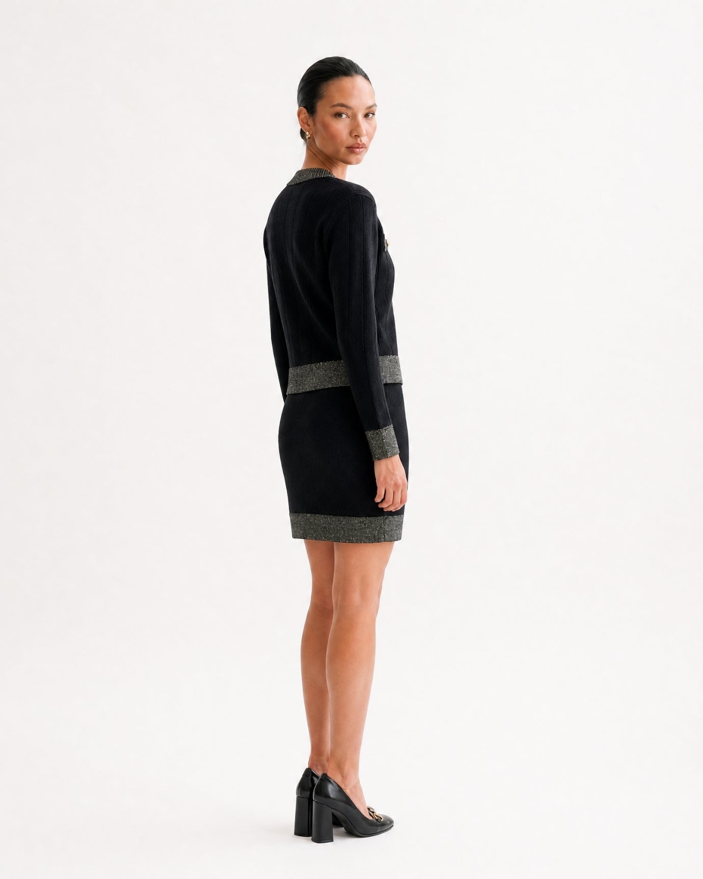 Elegant Knit Set French Style Long Sleeve Cardigan & Skirt