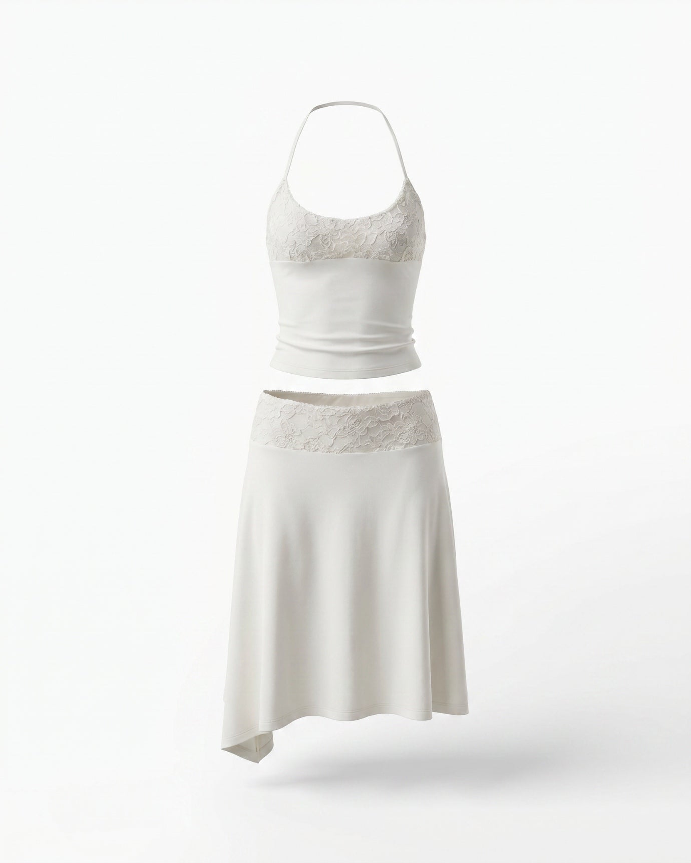 Mary Retro Lace Splicing Skirt Set