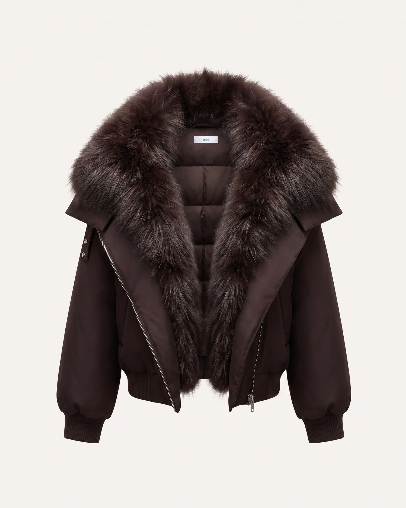 Down Jacket with Real Raccoon Fur Collar