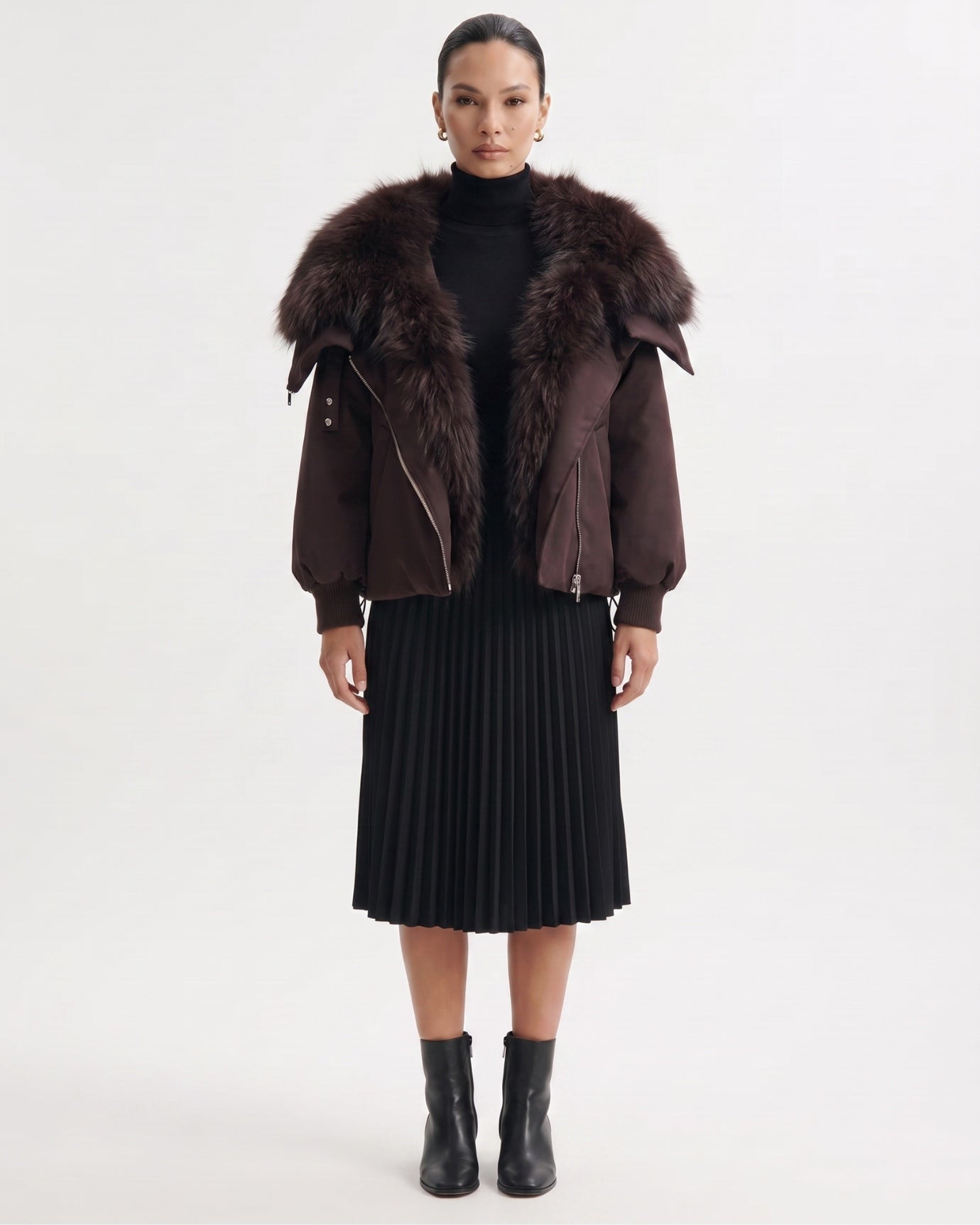 Down Jacket with Real Raccoon Fur Collar