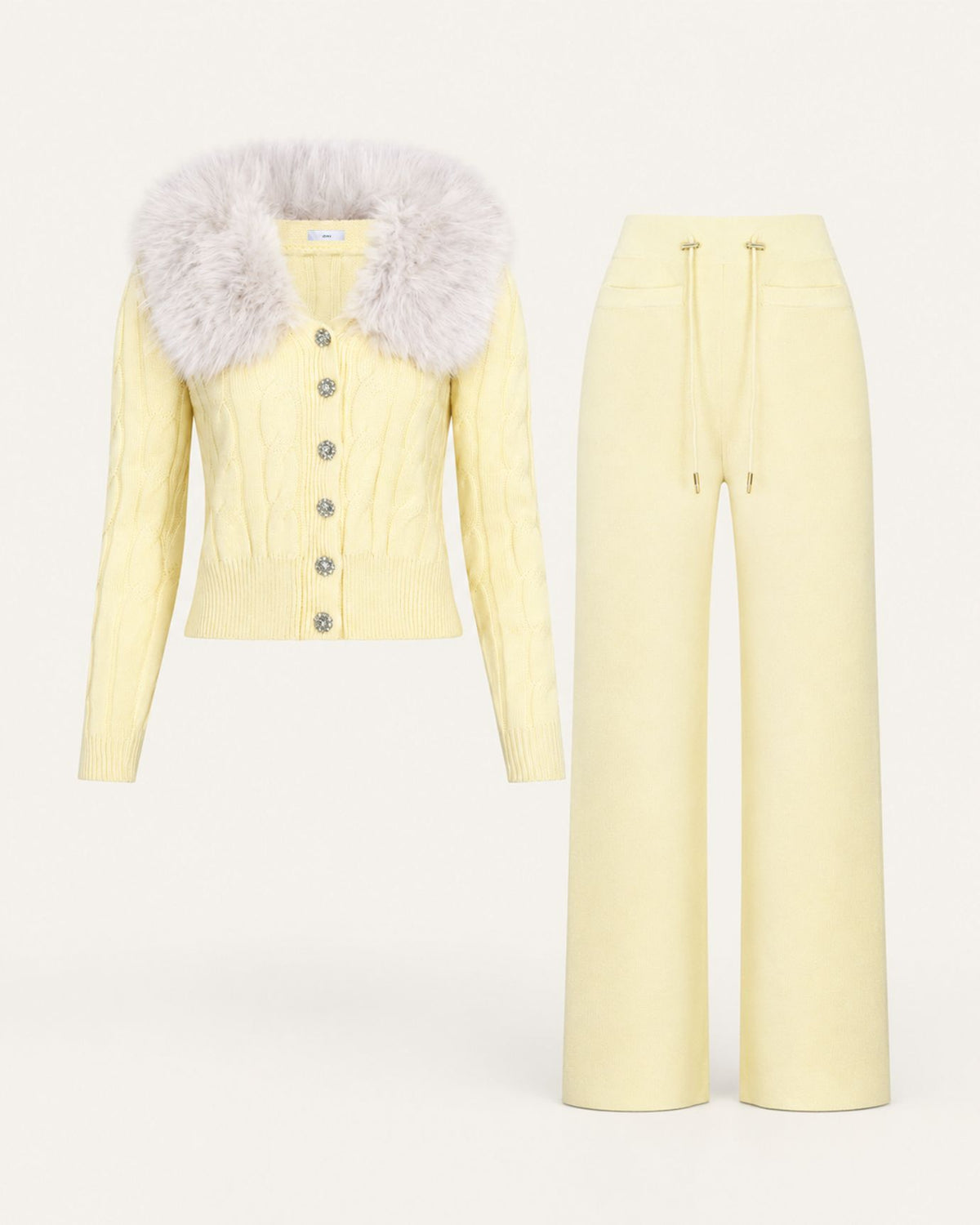 Rosy Slim-Fit Cardigan & Knit Pants Set