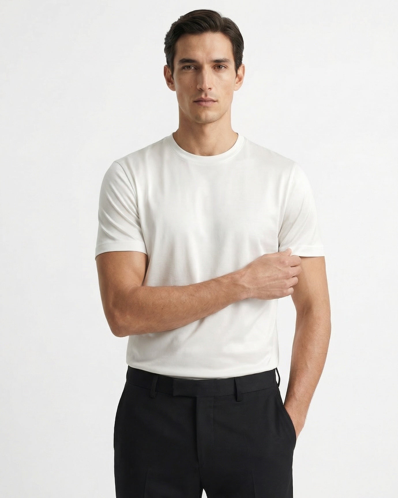 High End Mercerized Cotton Silky White T-Shirt