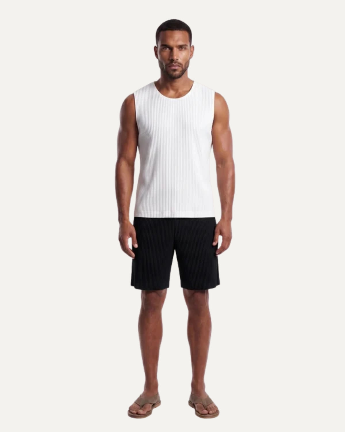 High-End Pleated White Vest T-shirt
