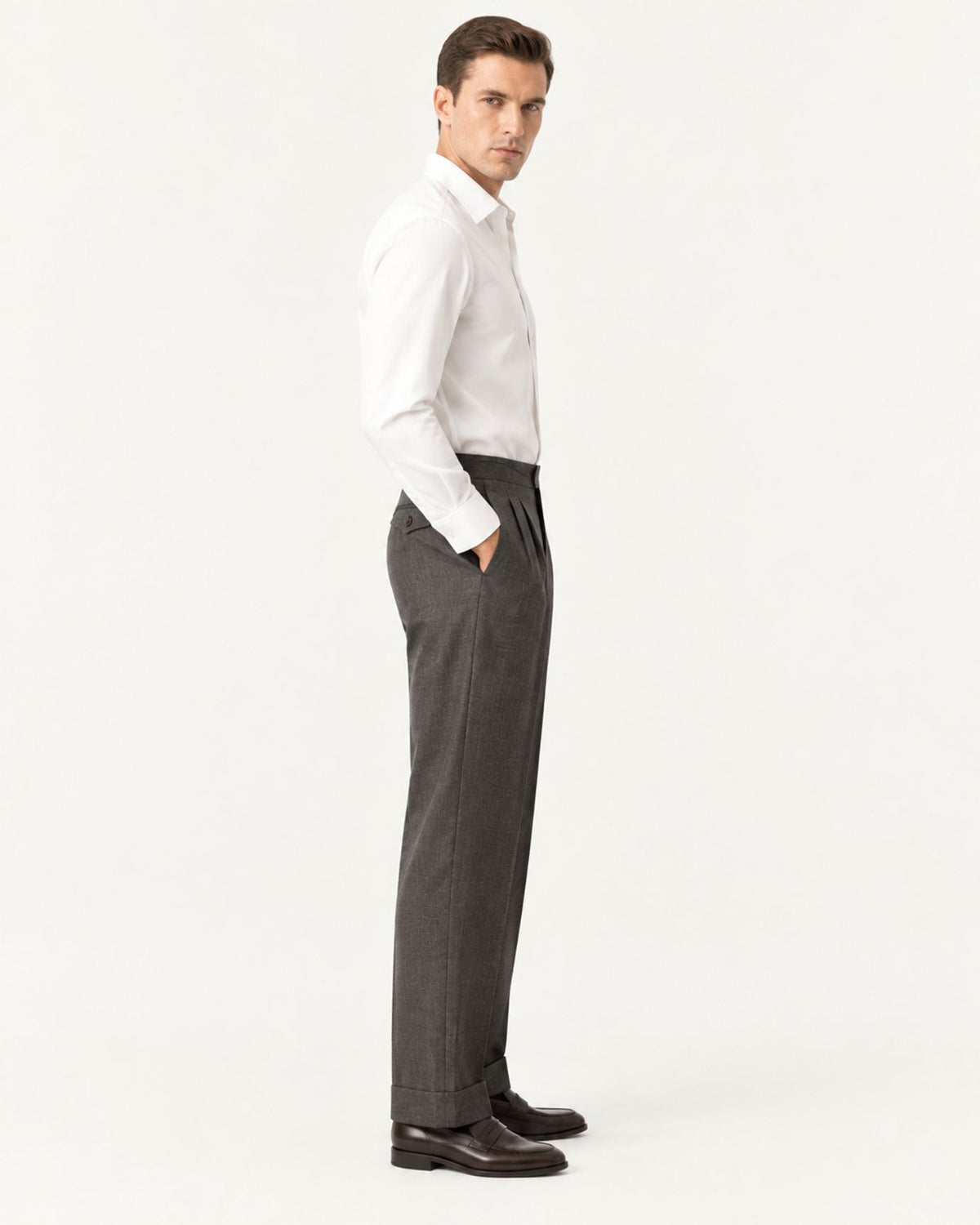 NY High-Waisted Double-Pleated Gurkha Trousers