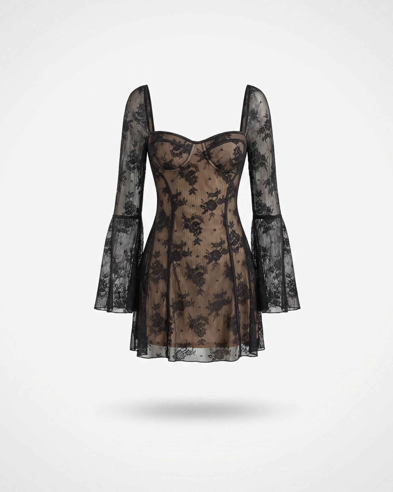 Marbella-Spitzenkleid mit ausgestellten Ärmeln