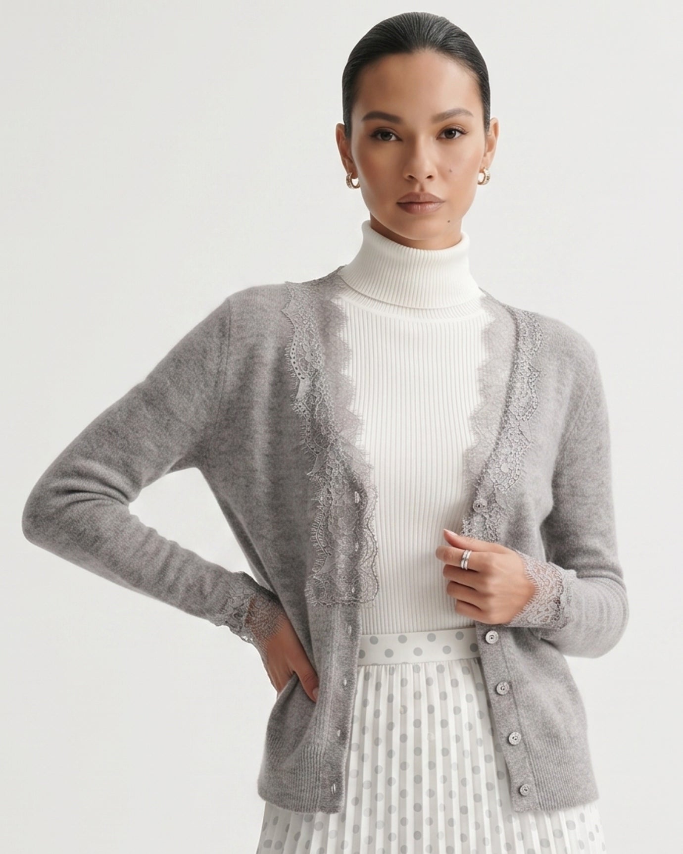Rihanna Lace Cashmere Cardigan
