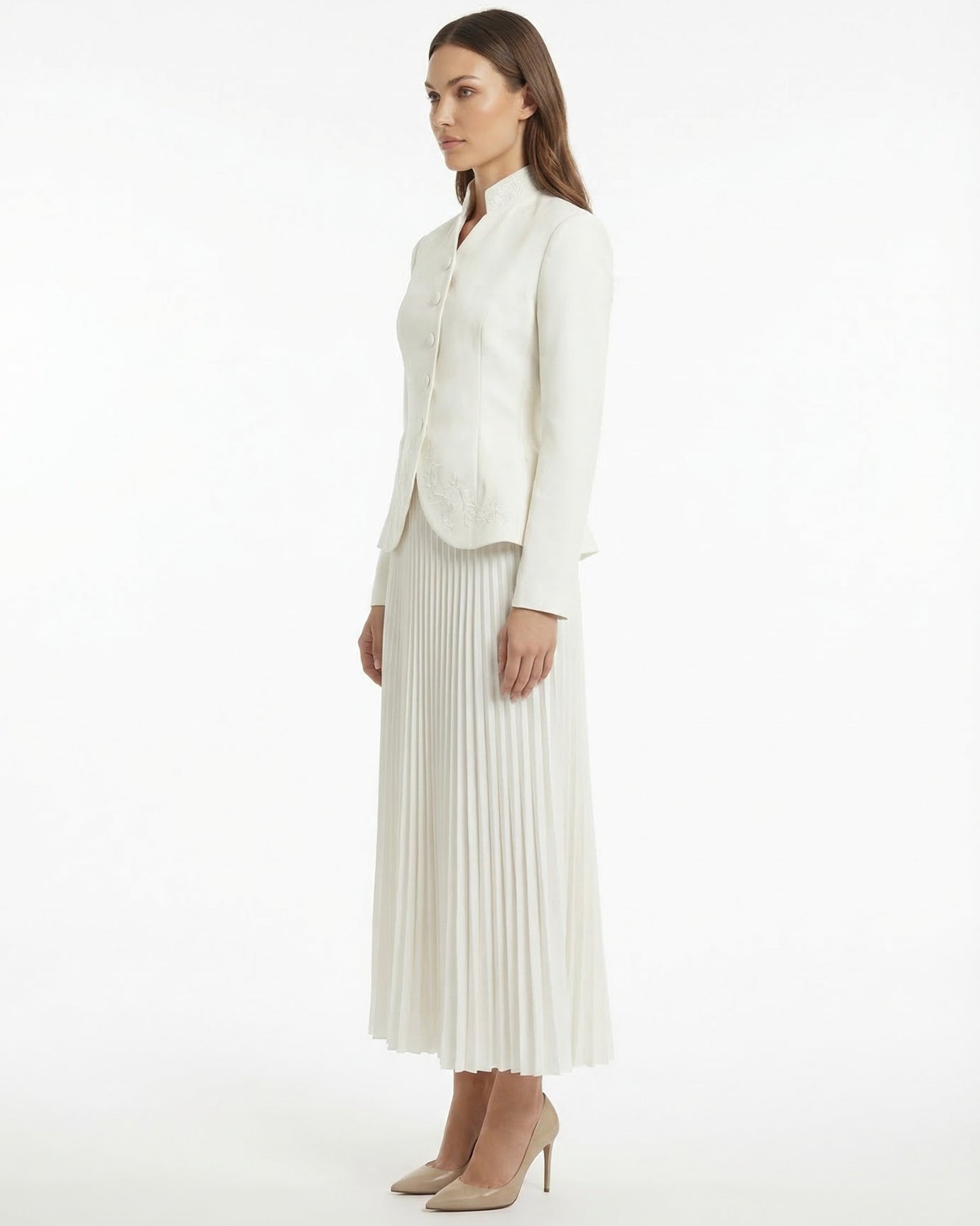 High-end suit set Jacket & pleated high waisted skirt