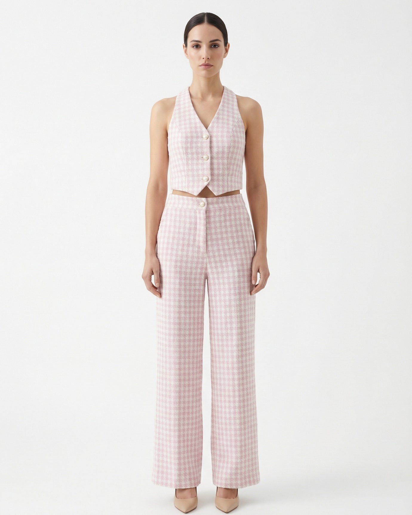 Pink Coat waist two-piece set