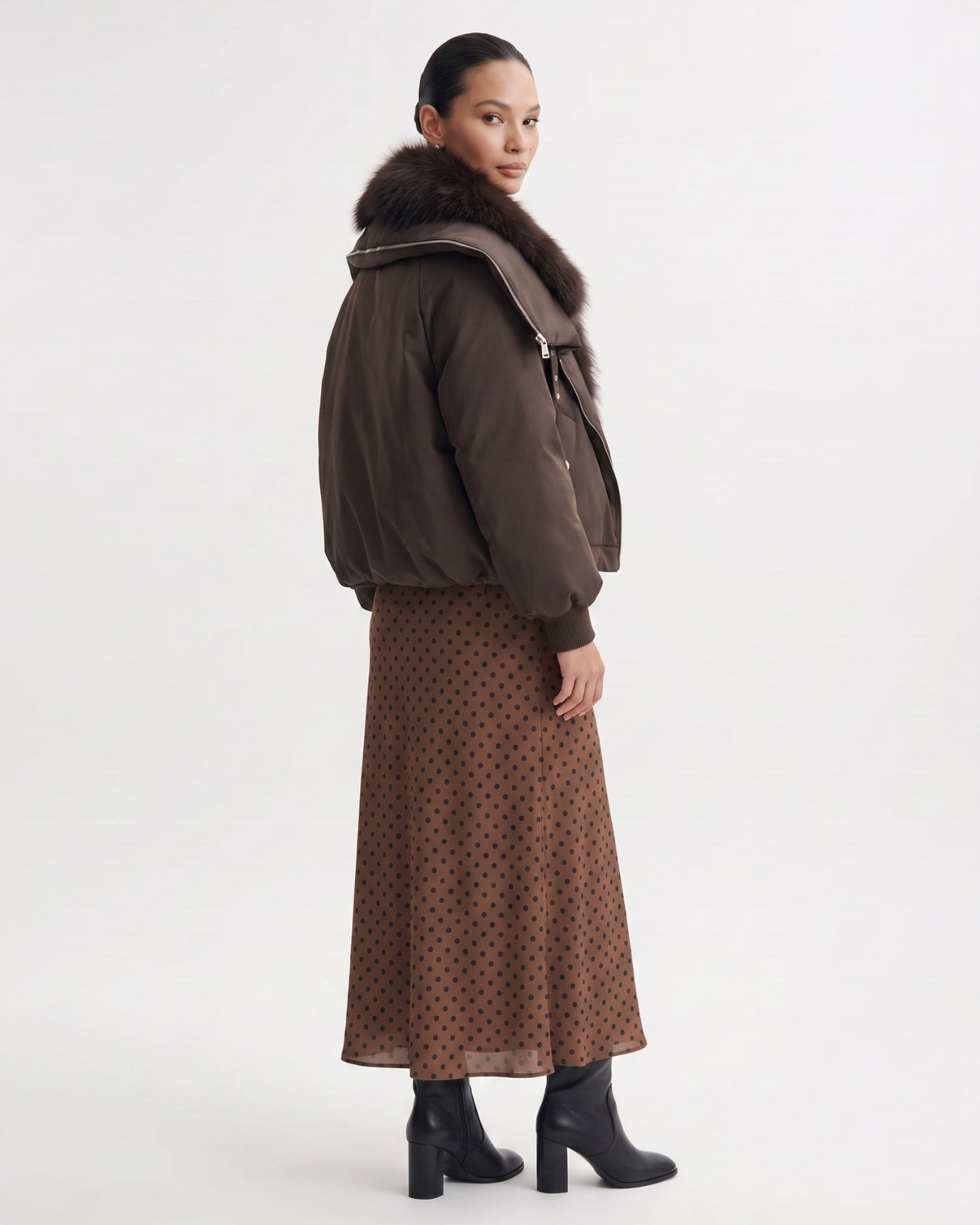 Down Jacket with Real Raccoon Fur Collar