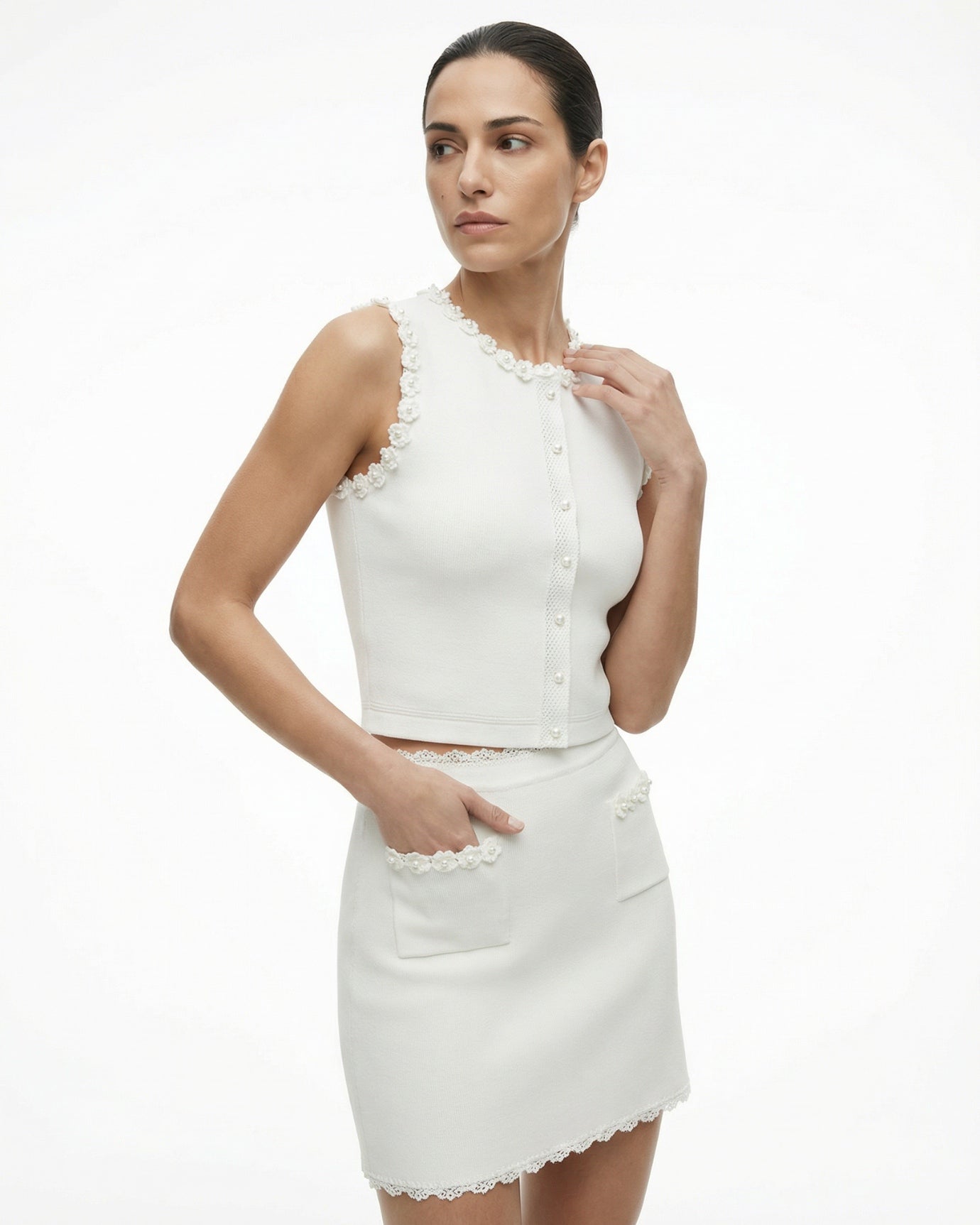 Divina High-end Set Top Knit Shirt & Half-length Skirt