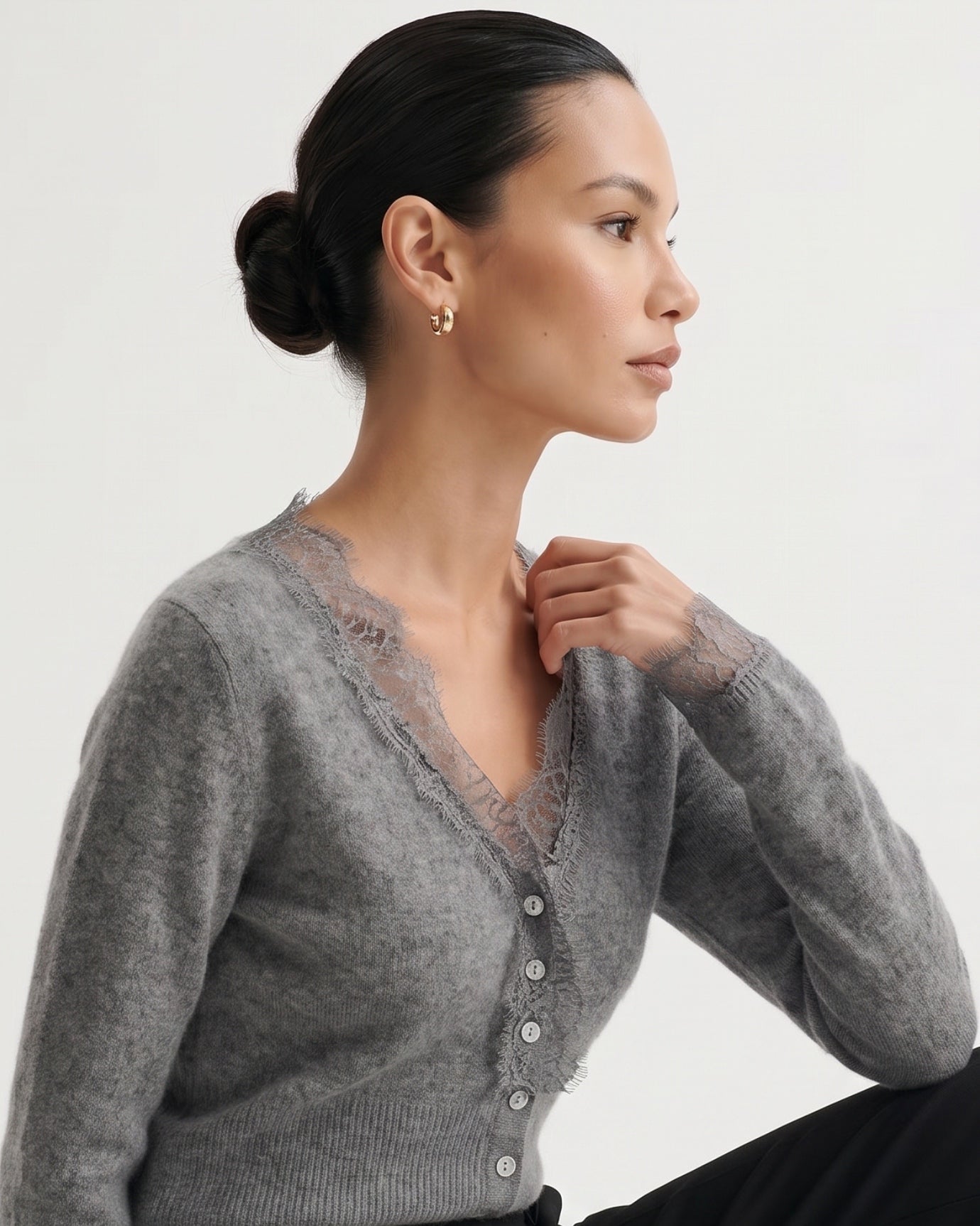 Rihanna Lace Cashmere Cardigan