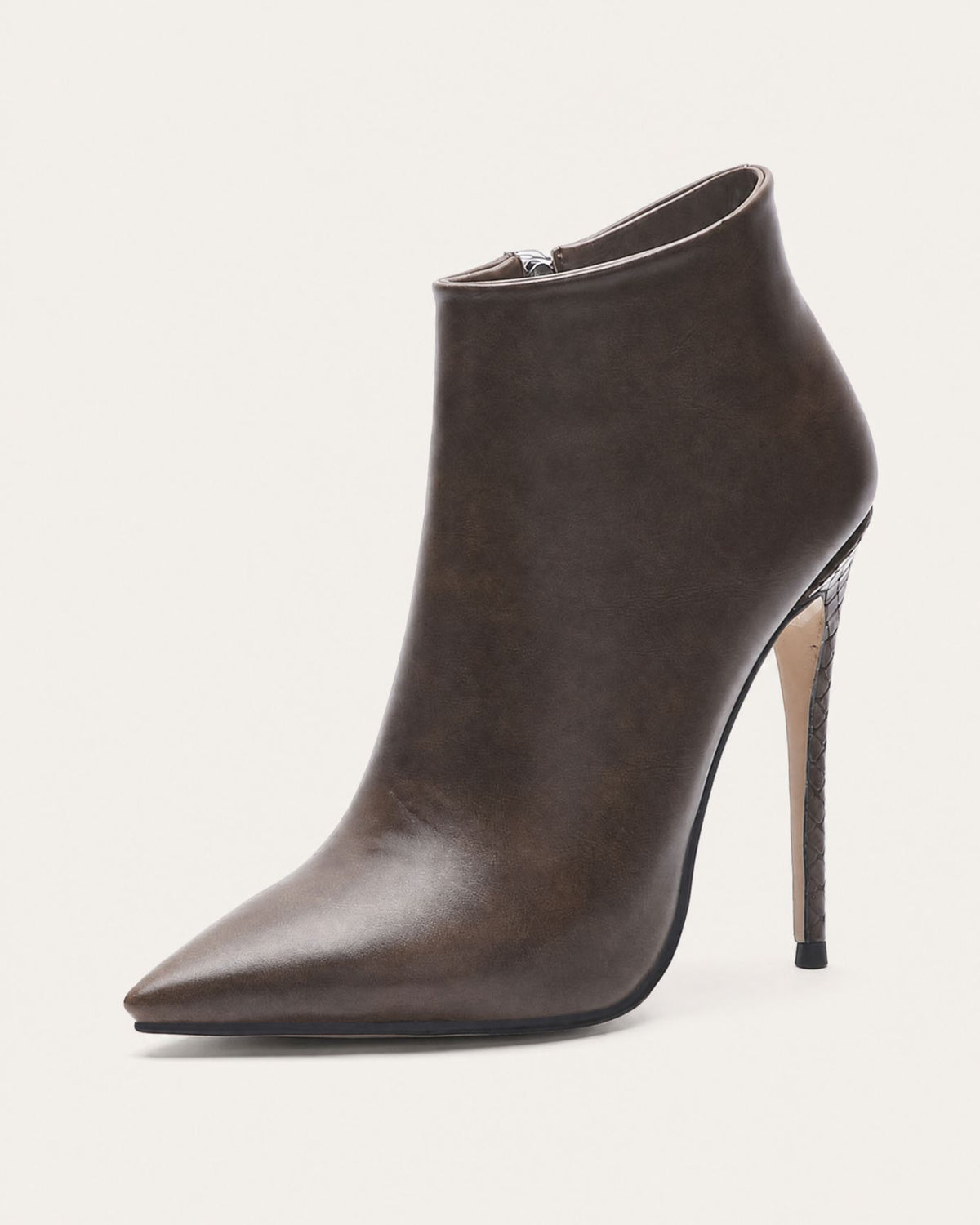 Pointed-Toe Stiletto Booties with Side Zip