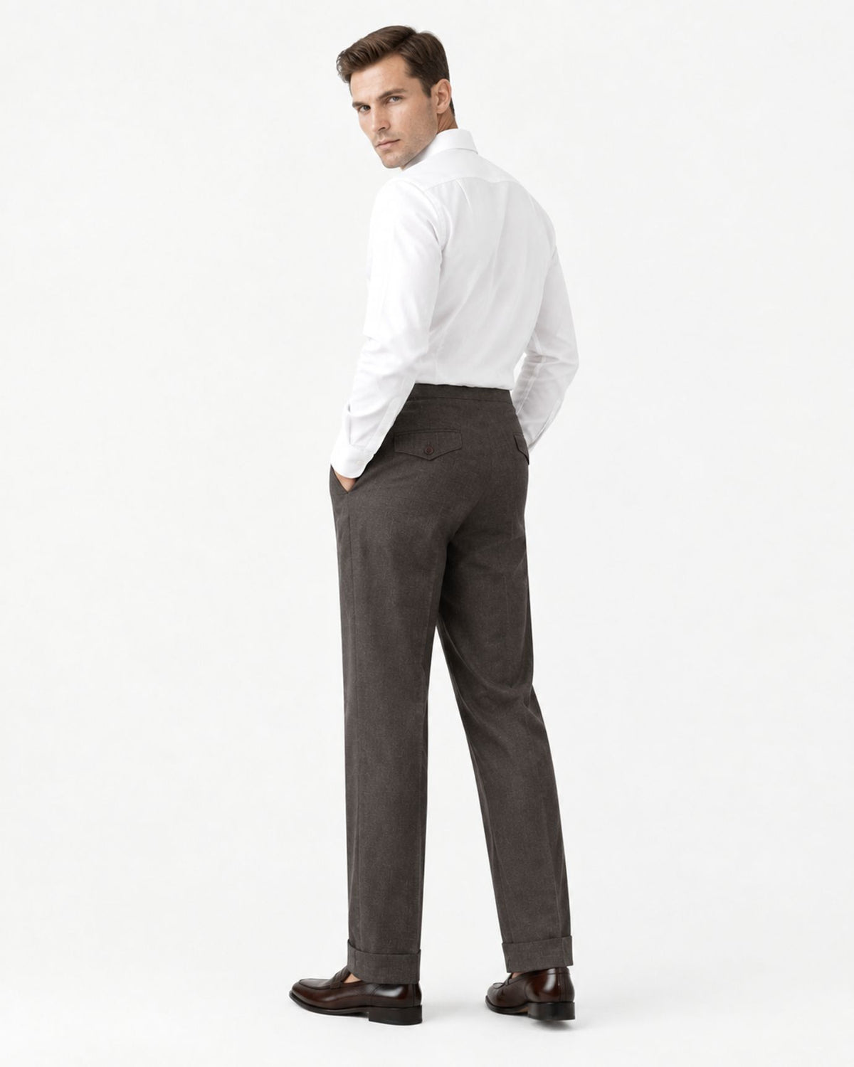 NY High-Waisted Double-Pleated Gurkha Trousers