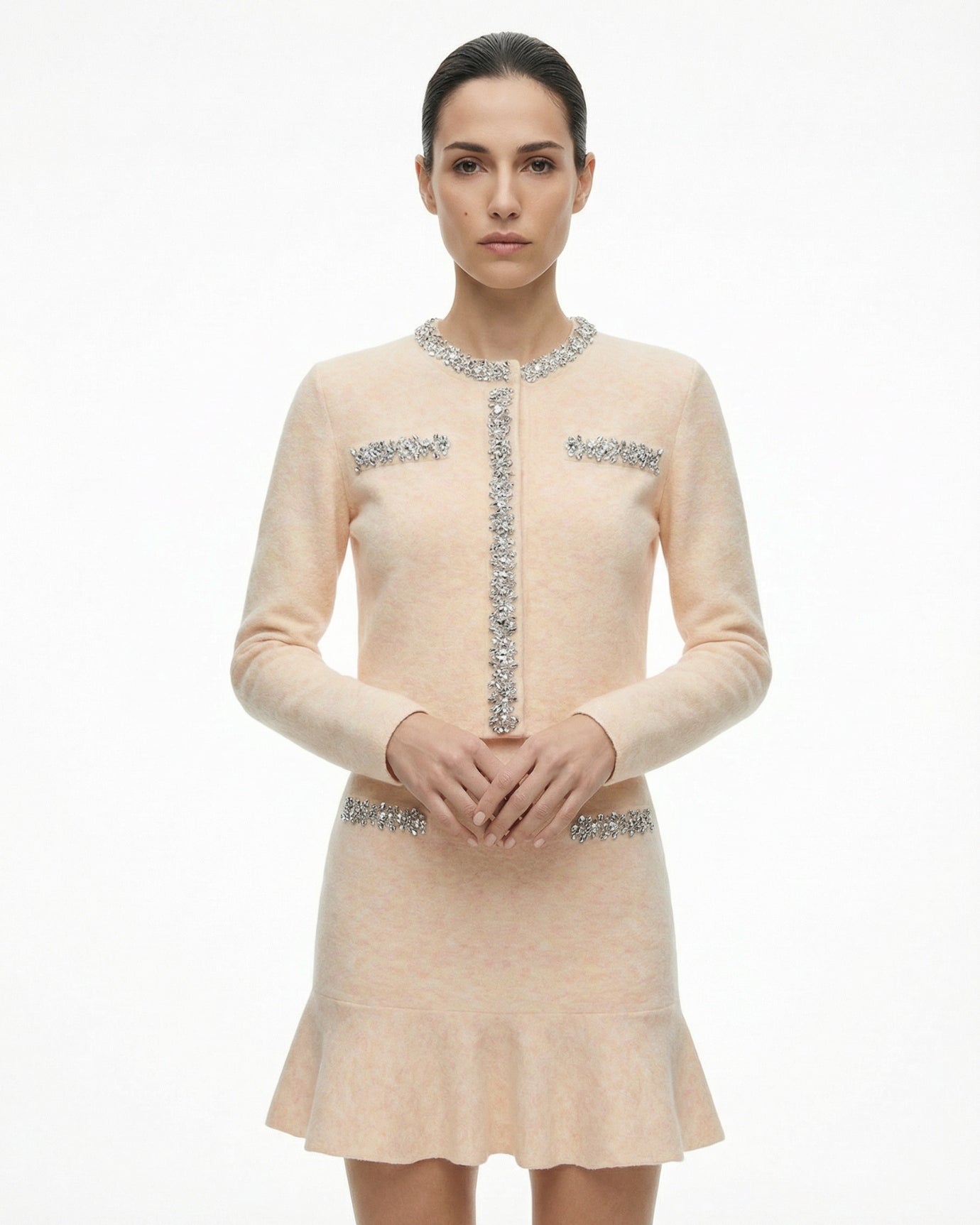 Cashmere Set Cardigan knitted staple & skirt