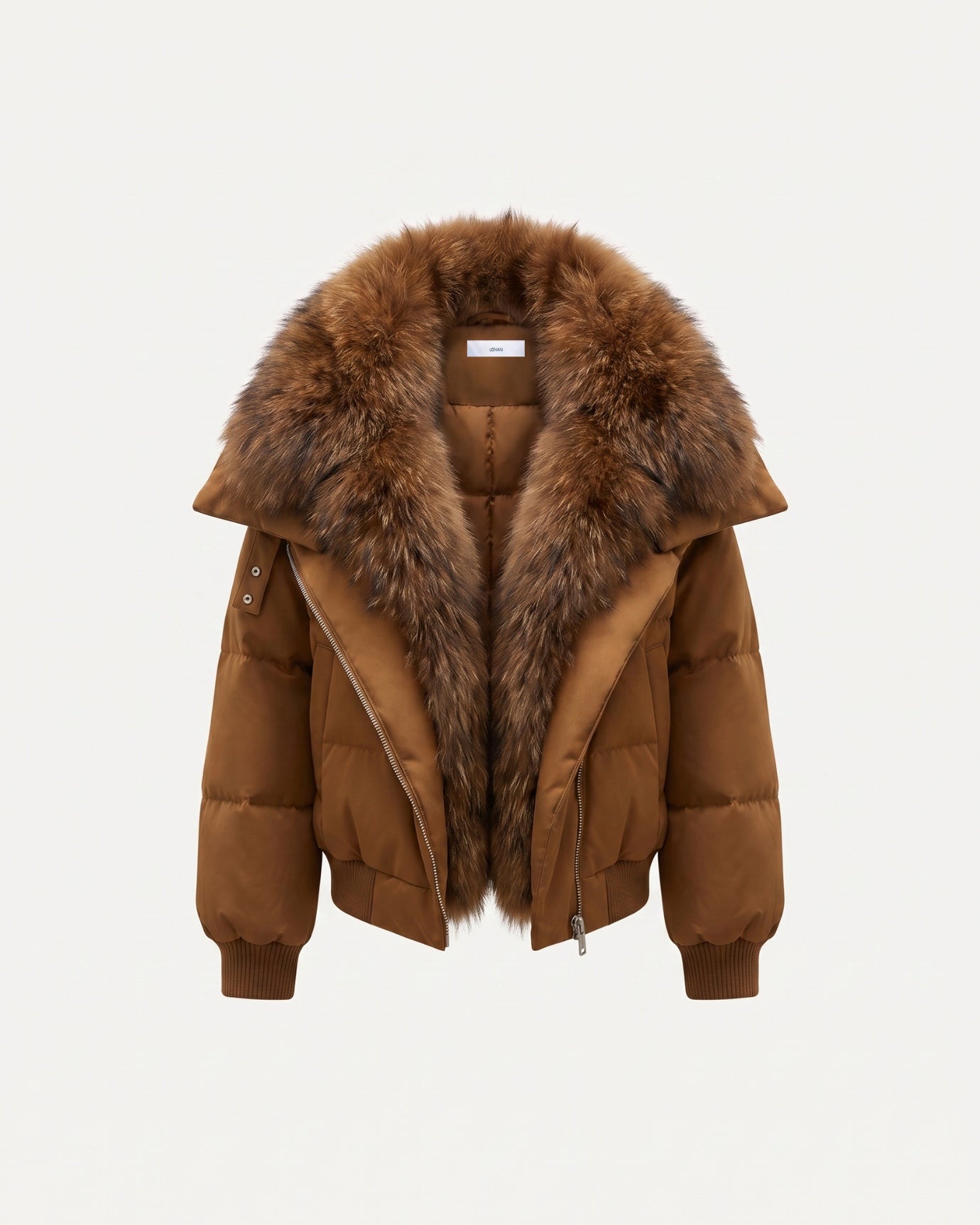 Down Jacket with Real Raccoon Fur Collar
