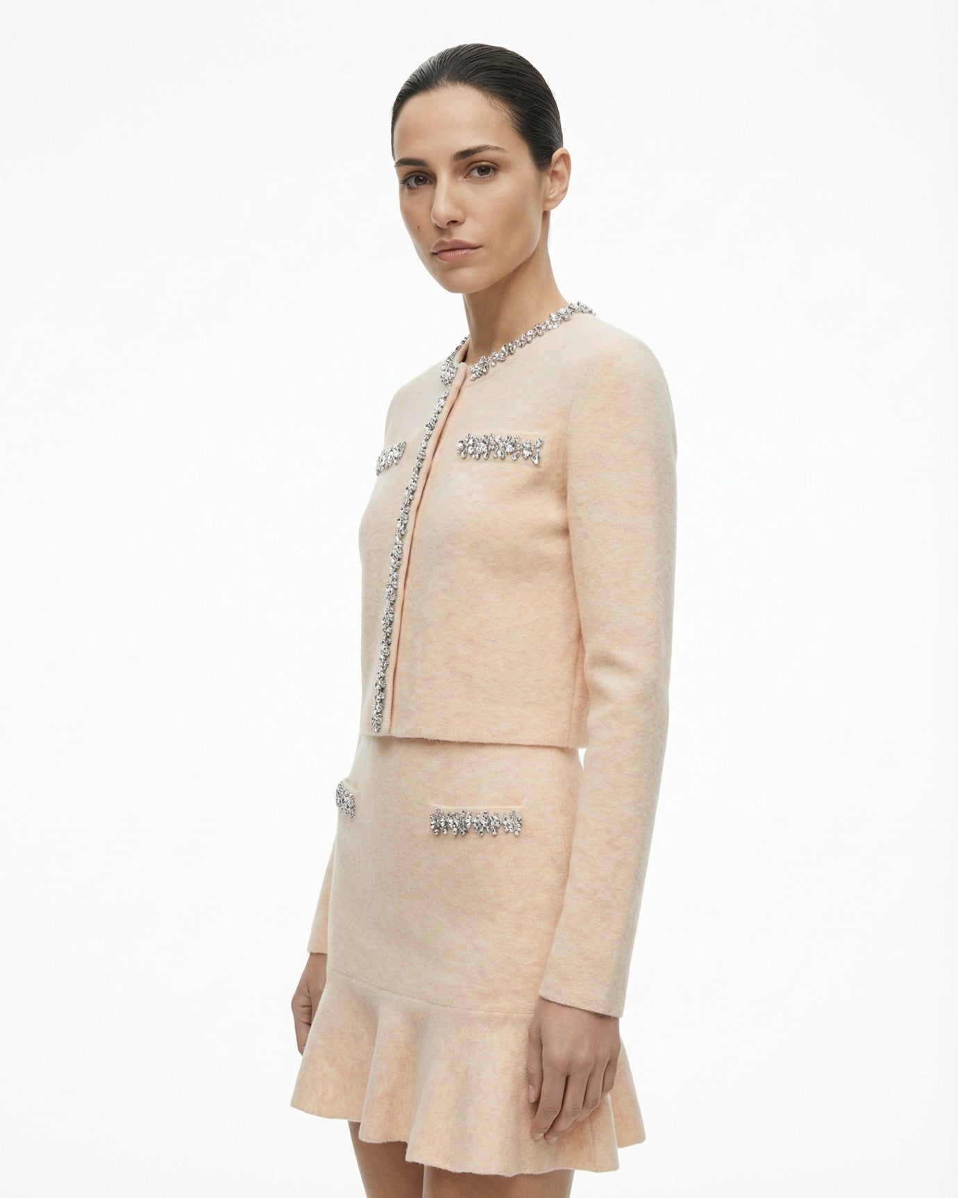 Cashmere Set Cardigan knitted staple & skirt