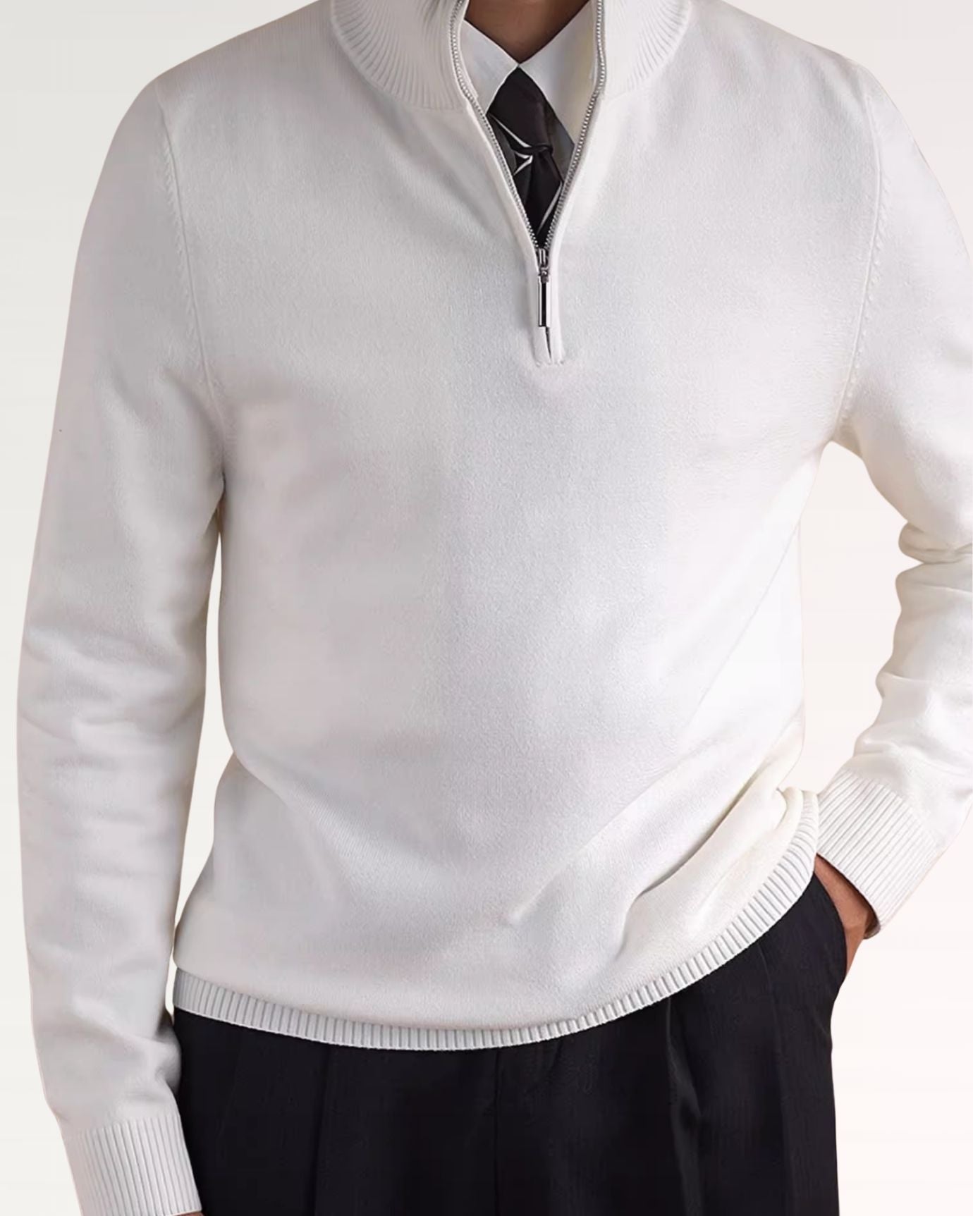 Business Casual Sweater Zipper White