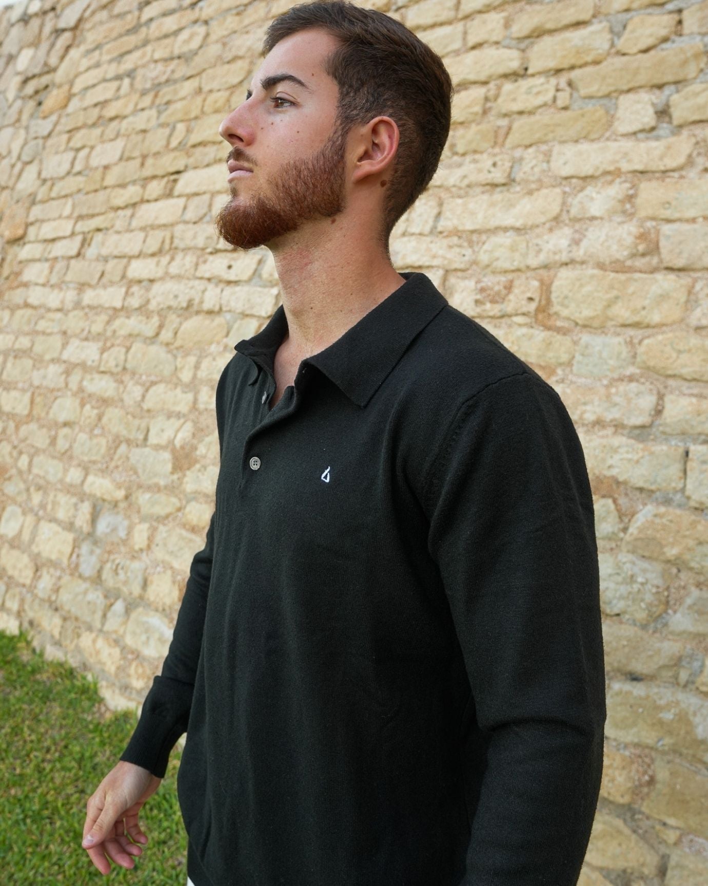 LOVAU COTTON WOOL OLD MONEY POLO - BLACK