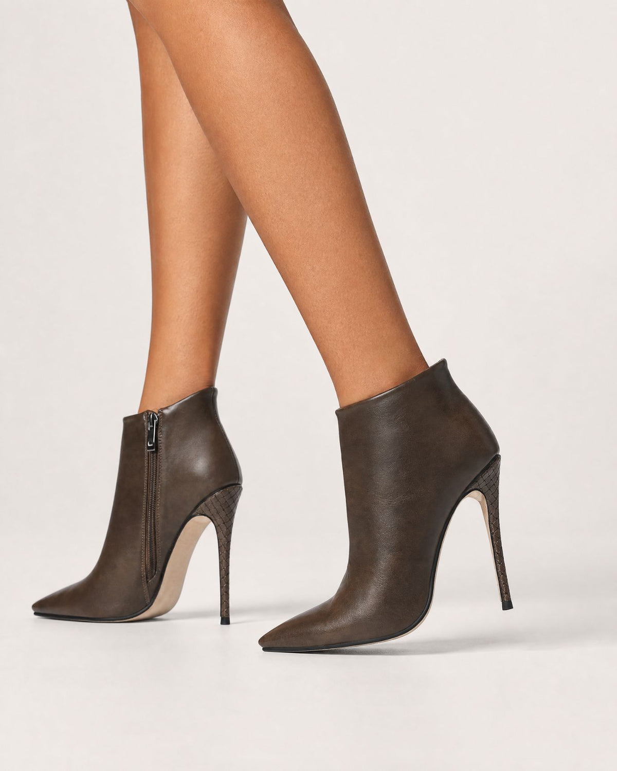 Pointed-Toe Stiletto Booties with Side Zip