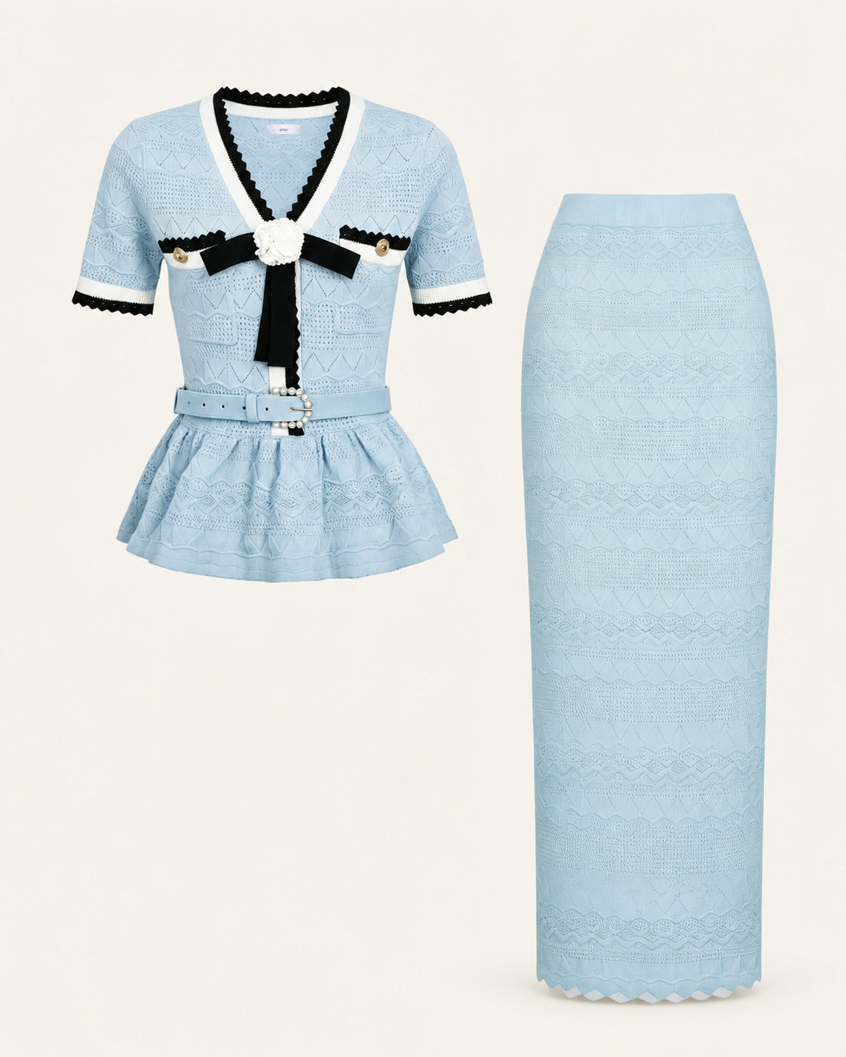 Diva Slim-Fit Knit Crewneck Set Top & Skirt