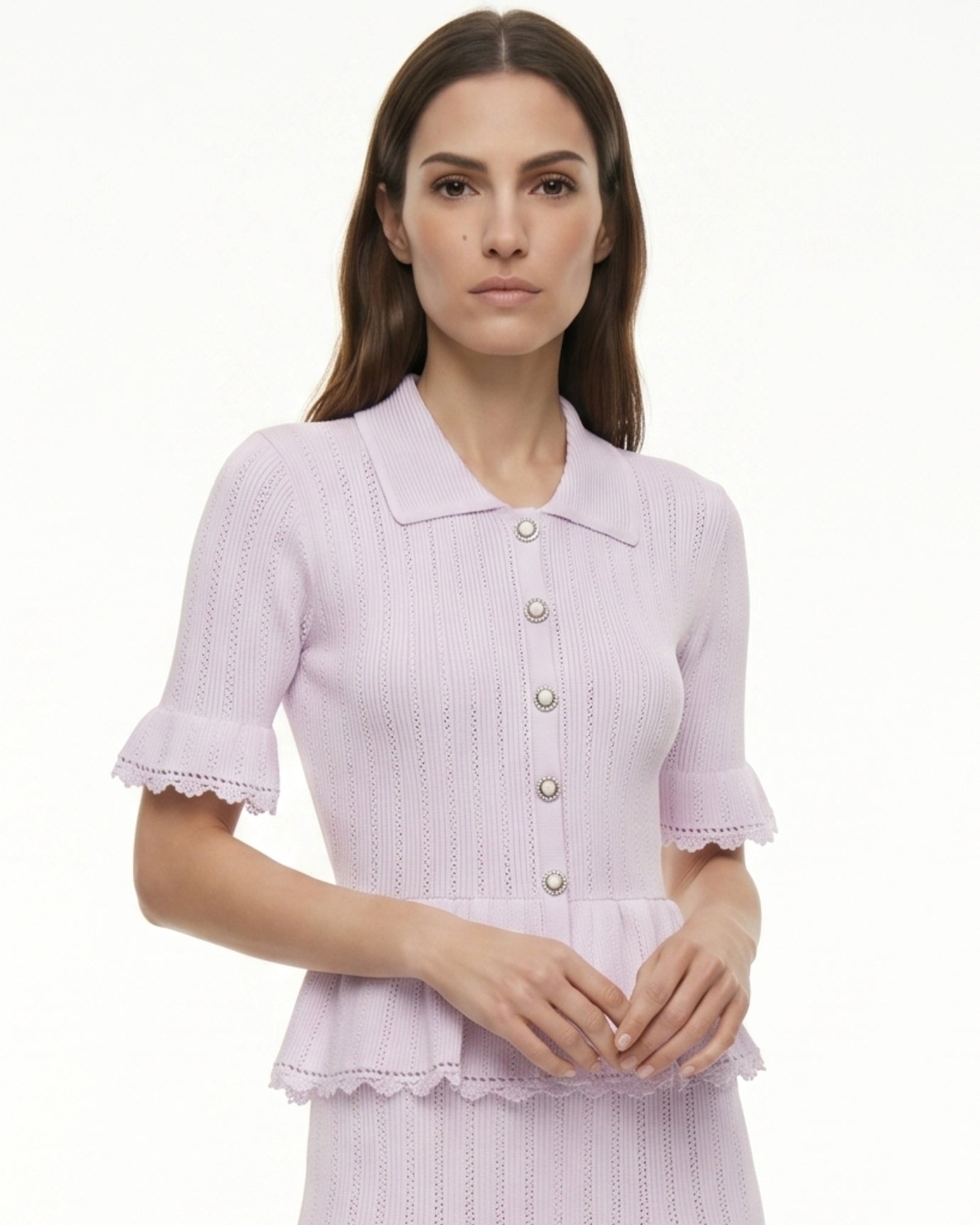 Dina Short-Sleeve Lace Dress