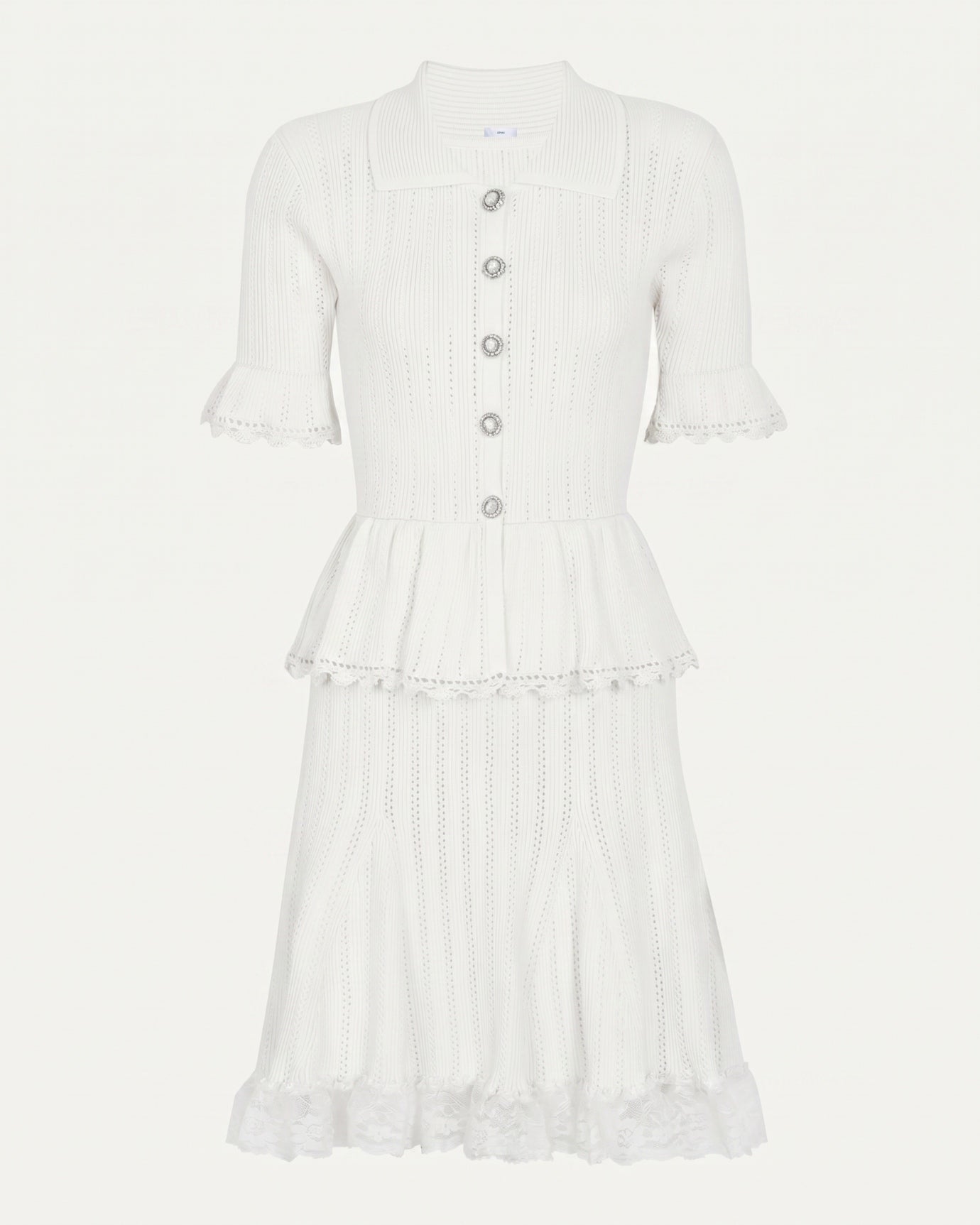 Dina Short-Sleeve Lace Dress