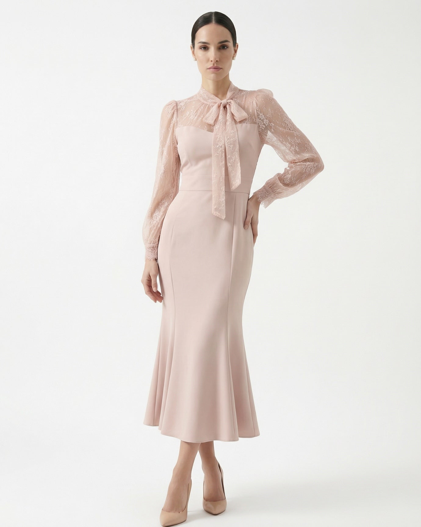 Lace Splicing Dress Fishtail Skirt